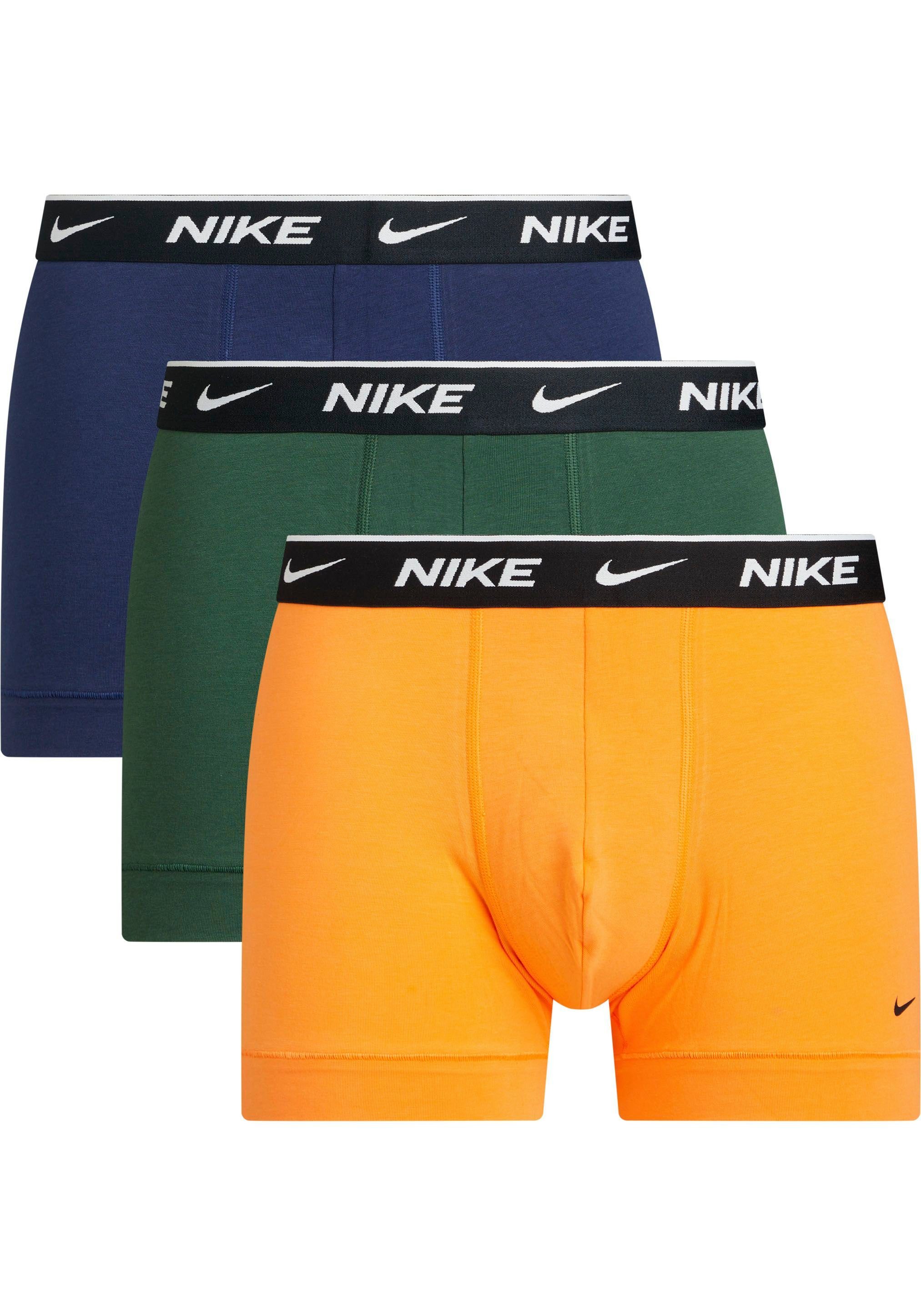 Logo-Elastikbund Underwear Trunk 3PK (3 NIKE HPR_RYL/BRGHT_MNDRN/STDM_GREEN 3er-Pack) mit TRUNK Stück) (Packung, NIKE
