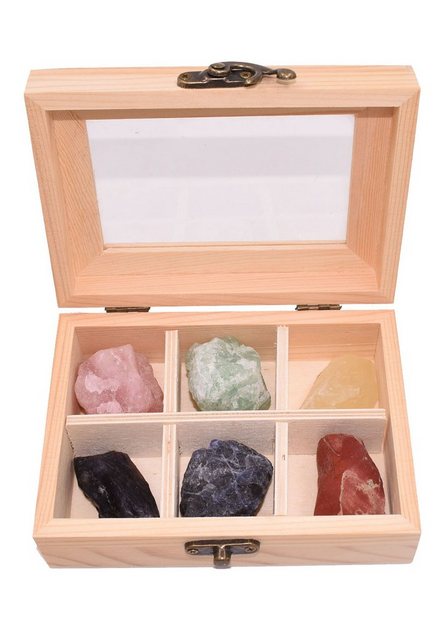 Firetti Edelstein »Wassersteine Box«, (Set, 7-St), Sodalith, Aventurin, Rosenquarz, roter Jaspis, Amethyst, Bergkristall-Otto