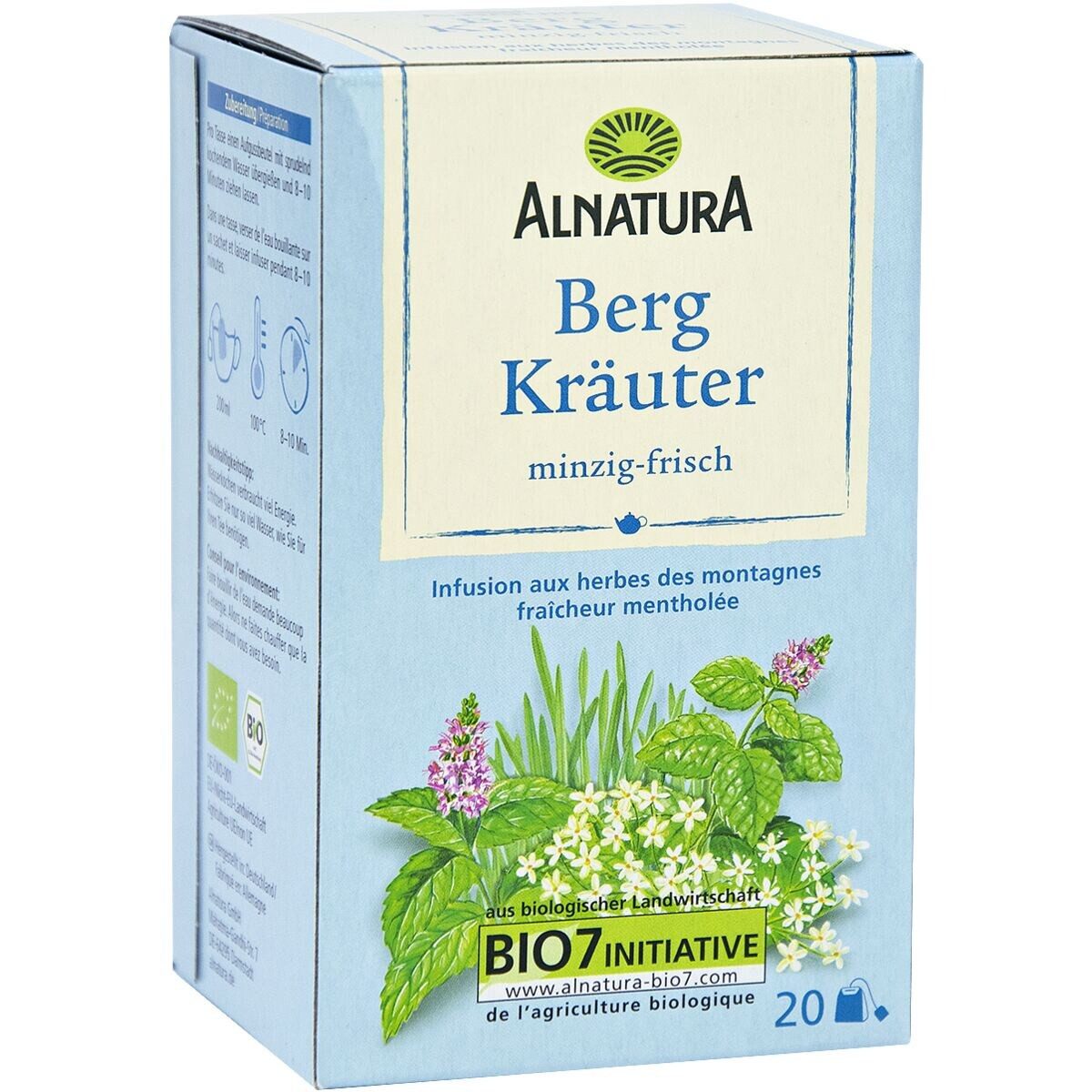 Alnatura Tee Bergkräuter, Kräutertee, 20 Aufgussbeutel