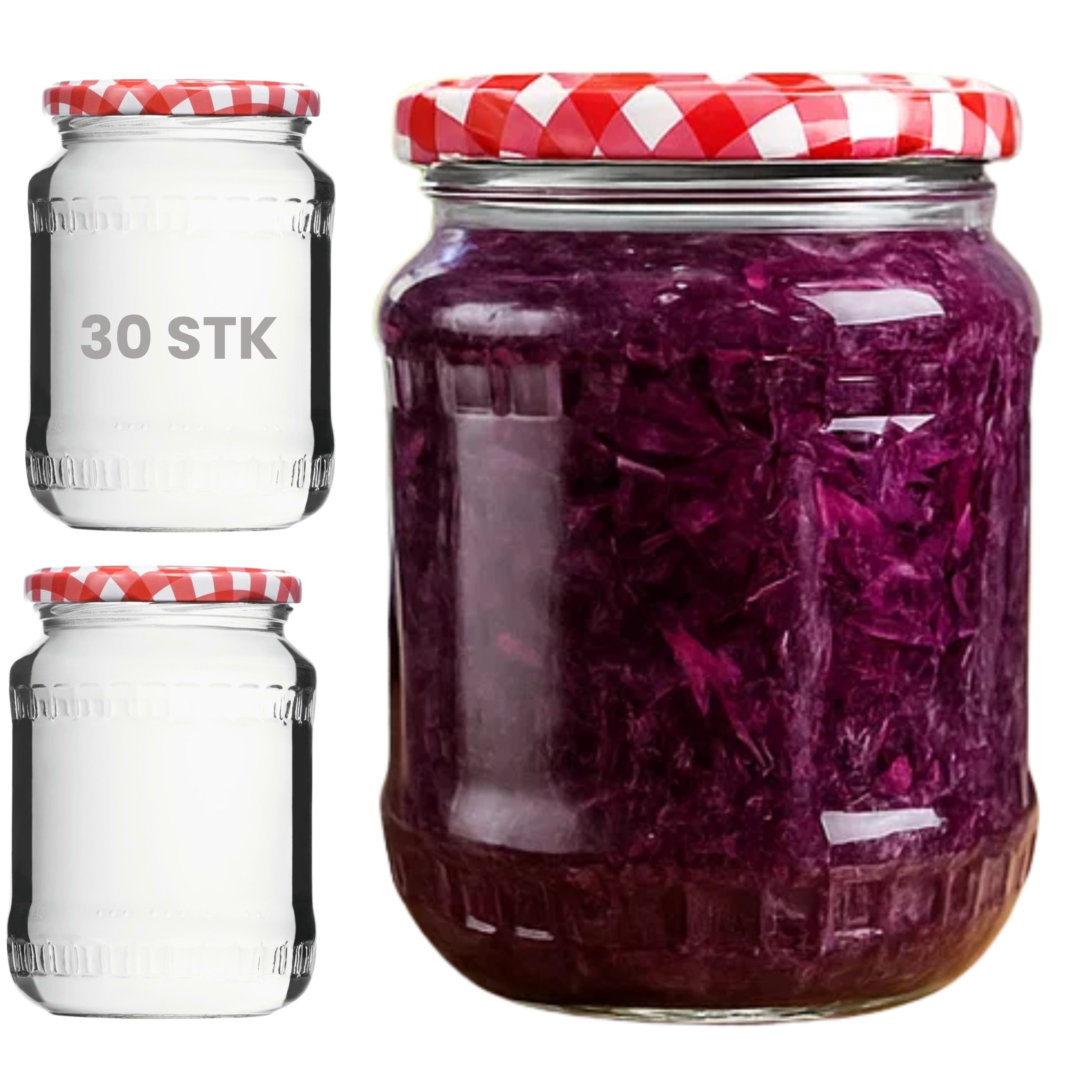 mikken Einmachglas 720ml mit Relief große Einkochgläser Gurkengläser Vorratsgläser, (Set, 30-tlg), luftdicht, zum pasteurisieren geeignet