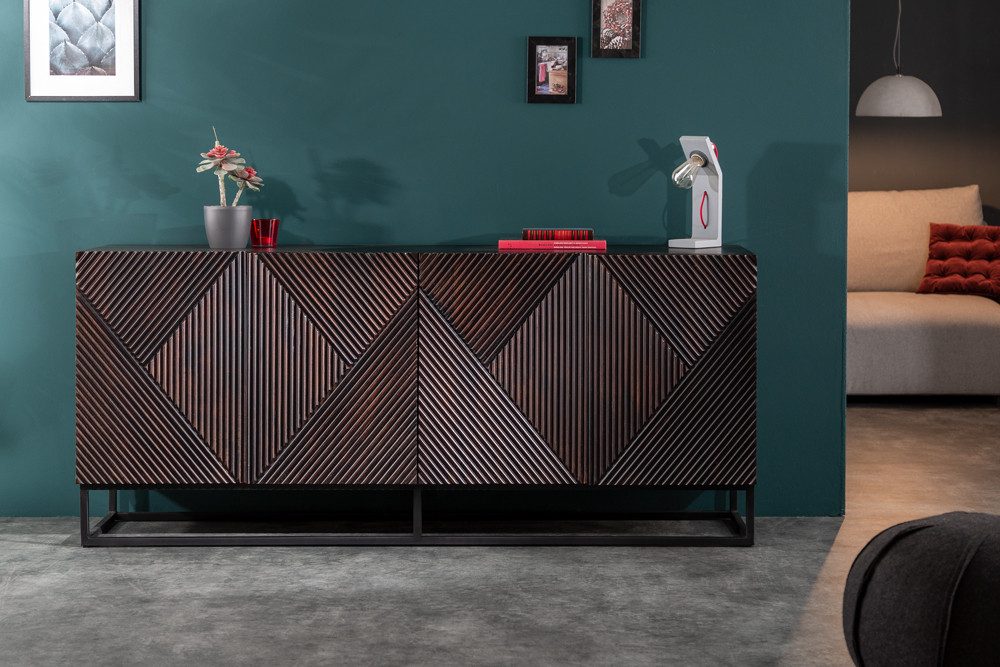 riess-ambiente Sideboard CREATIVO 177cm braun, Massivholz · Anrichte · Retro · Kommode · Wohnzimmer