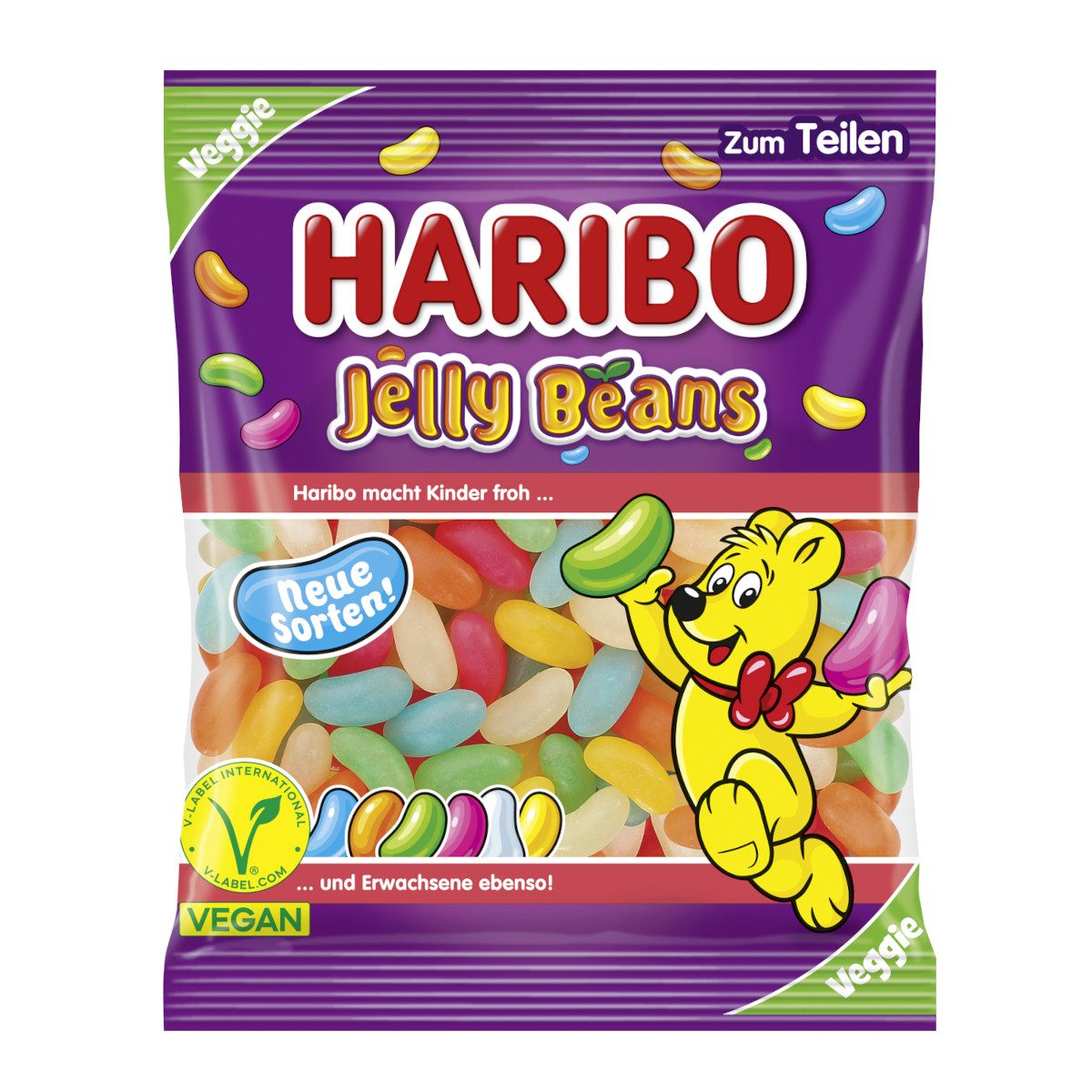 HARIBO Süßigkeit, Haribo Jelly Beans Zucker Dragees mit Geleefüllung Packung 160g