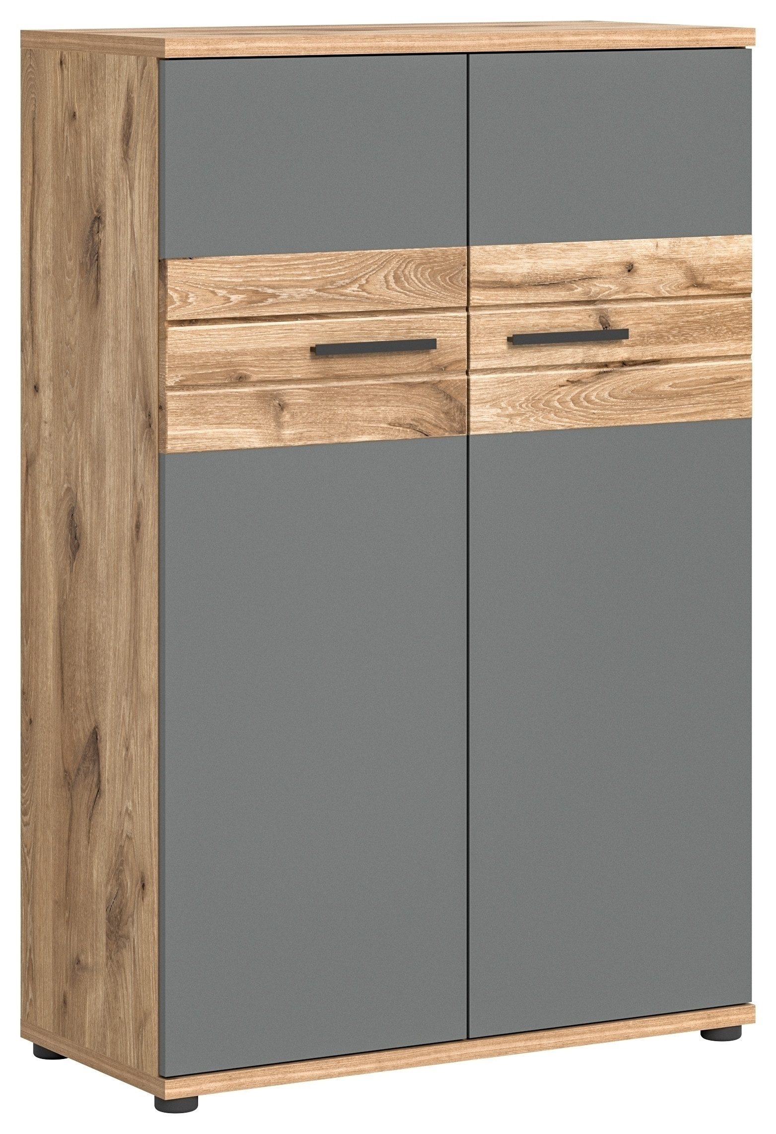 xonox.home Aktenschrank in Nox Oak / Basalt Grau - 80x122x37cm (BxHxT)
