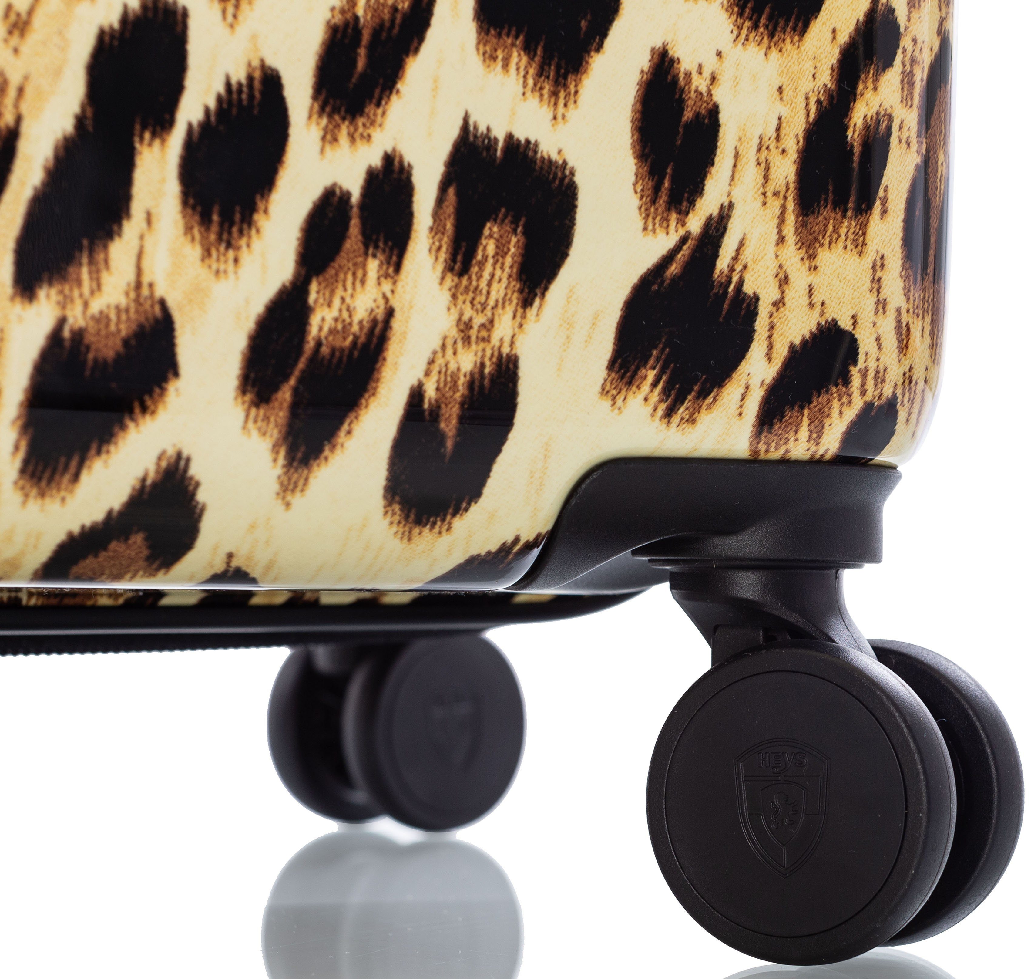 Heys Hartschalen-Trolley 4 Brown Leopard Volumenerweiterung mit Leopard, 66 cm, Rollen