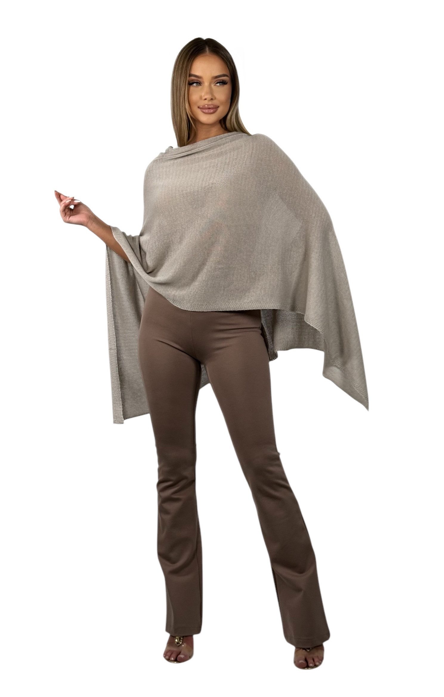 Mississhop Strickponcho Damen Poncho Cape Überwurf Strickponcho feiner Strick 221