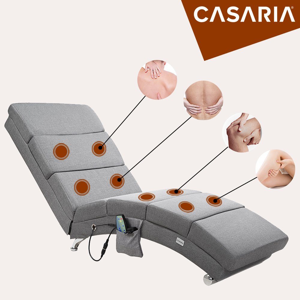 Casaria Relaxliege London Massage, 1 Teile, Massage Heizfunktion 186x89x55cm Stoff Gepolstert 180kg Belastbarkeit – Bild 5 von 5