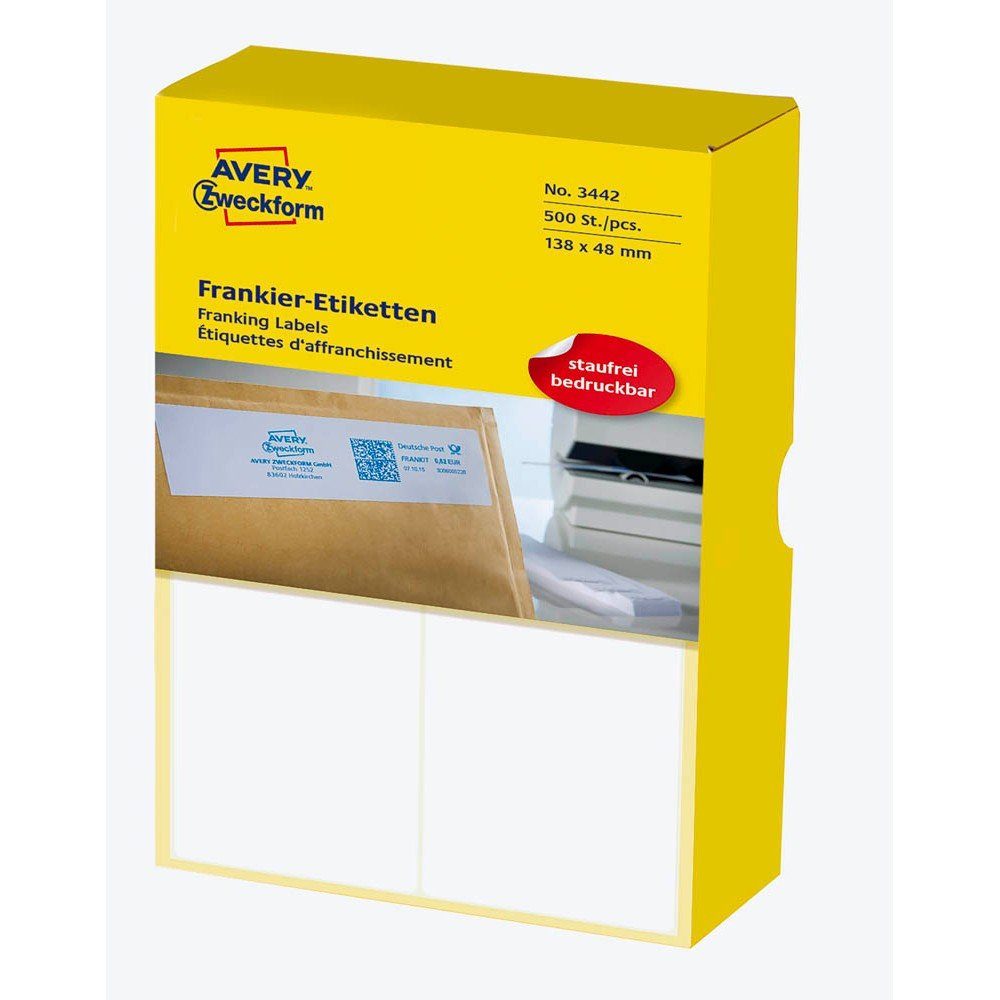 Etiketten 500 weiße permanente Frankier-Etiketten 13,8x4,8cm