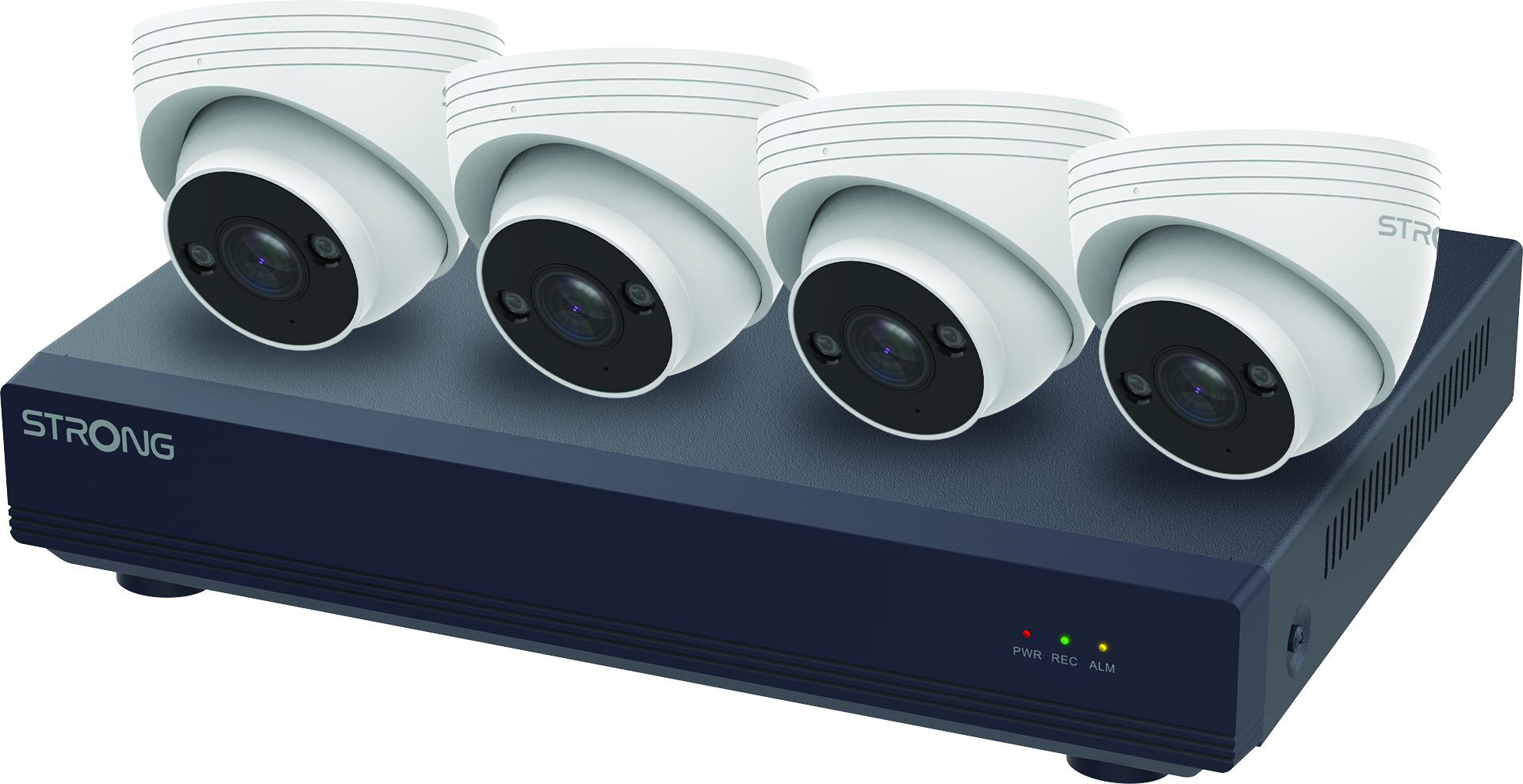 Strong Überwachungskamera - KIT-NVRT NVR-System 12-Kanal 4x FHD PoE Kameras (Innenbereich, Außenbereich, Überwachungssystem, NVR-System mit 12-Kanal Netzwerkrekorder und 4 Kameras, 4 Full-HD Kameras mit Nachtsichtfunktion)