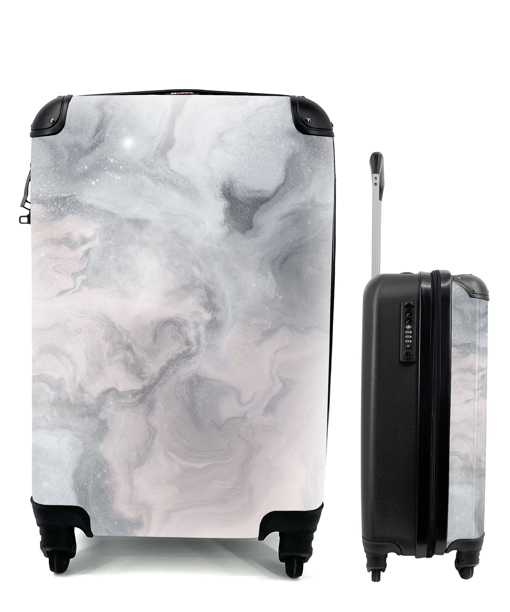 MuchoWow Handgepäckkoffer Wolken - Abstrakt - Malen, 4 Rollen, Reisetasche mit rollen, Handgepäck für Ferien, Trolley, Reisekoffer