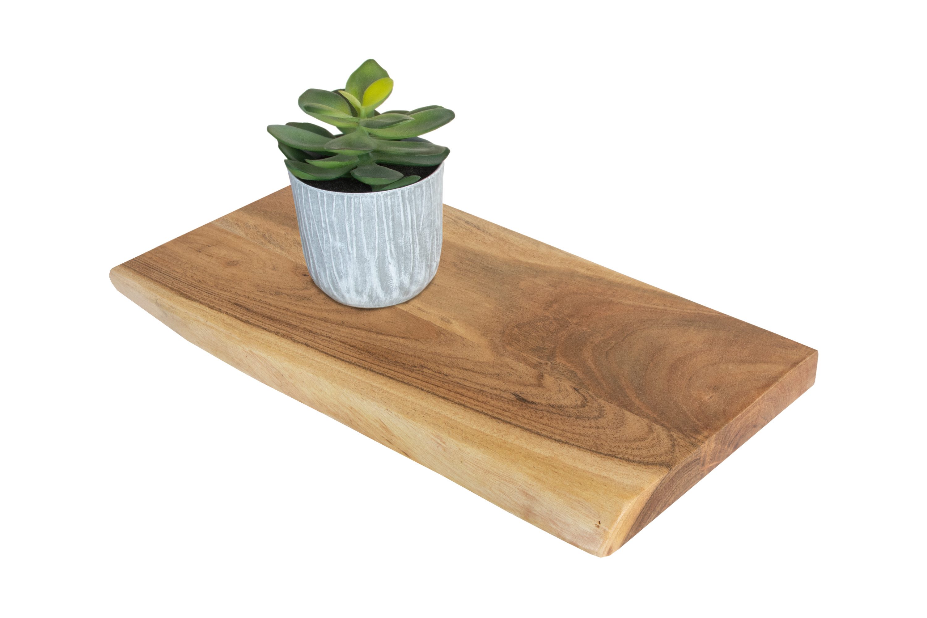 Trelevo® Wandregal Amanda, Akazienholz, Baumkante, Steckboard, günstig online kaufen
