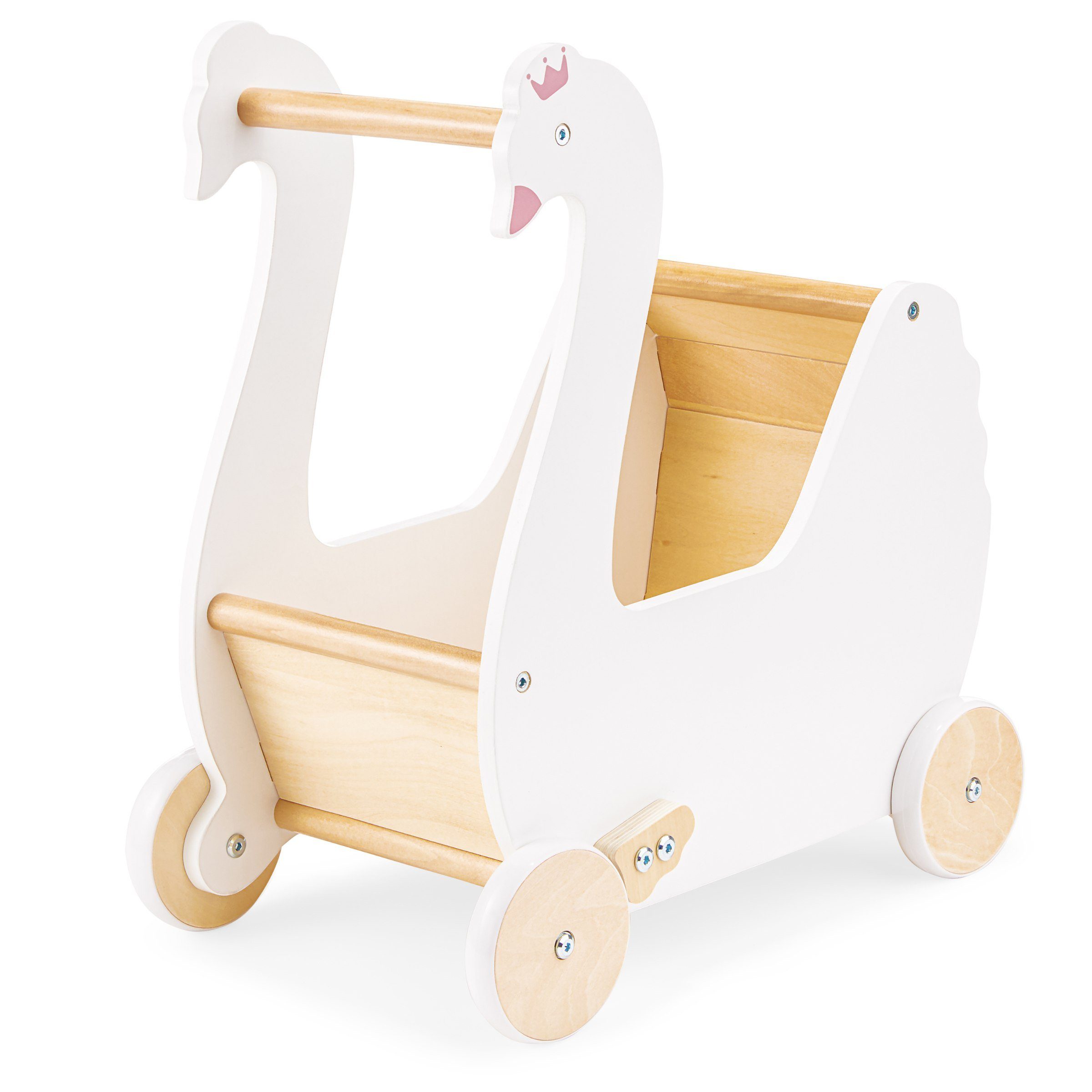 Mamabrum Lauflernhilfe Holzkinderwagen für Puppen - Schwan | Lauflernwagen