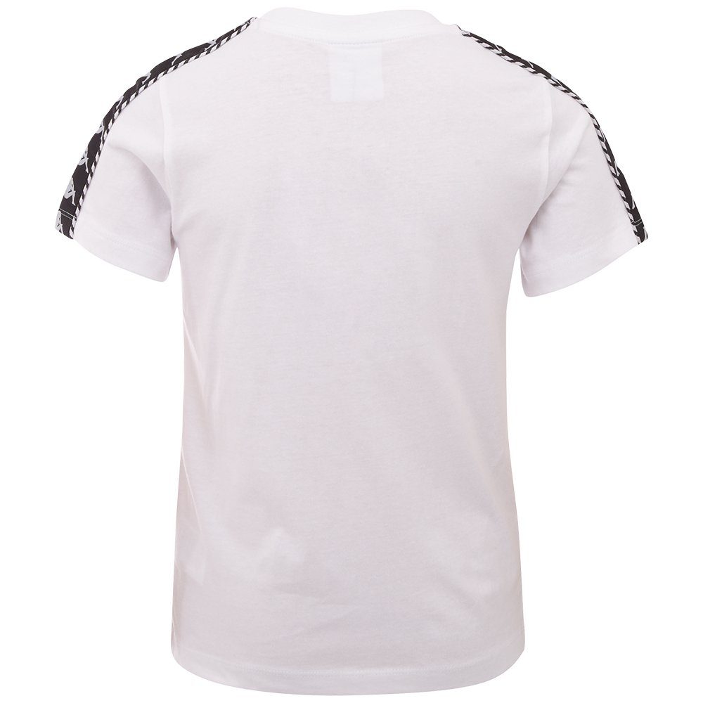 den an T-Shirt Kappa white Logoband hochwertigem bright Ärmeln Jacquard mit