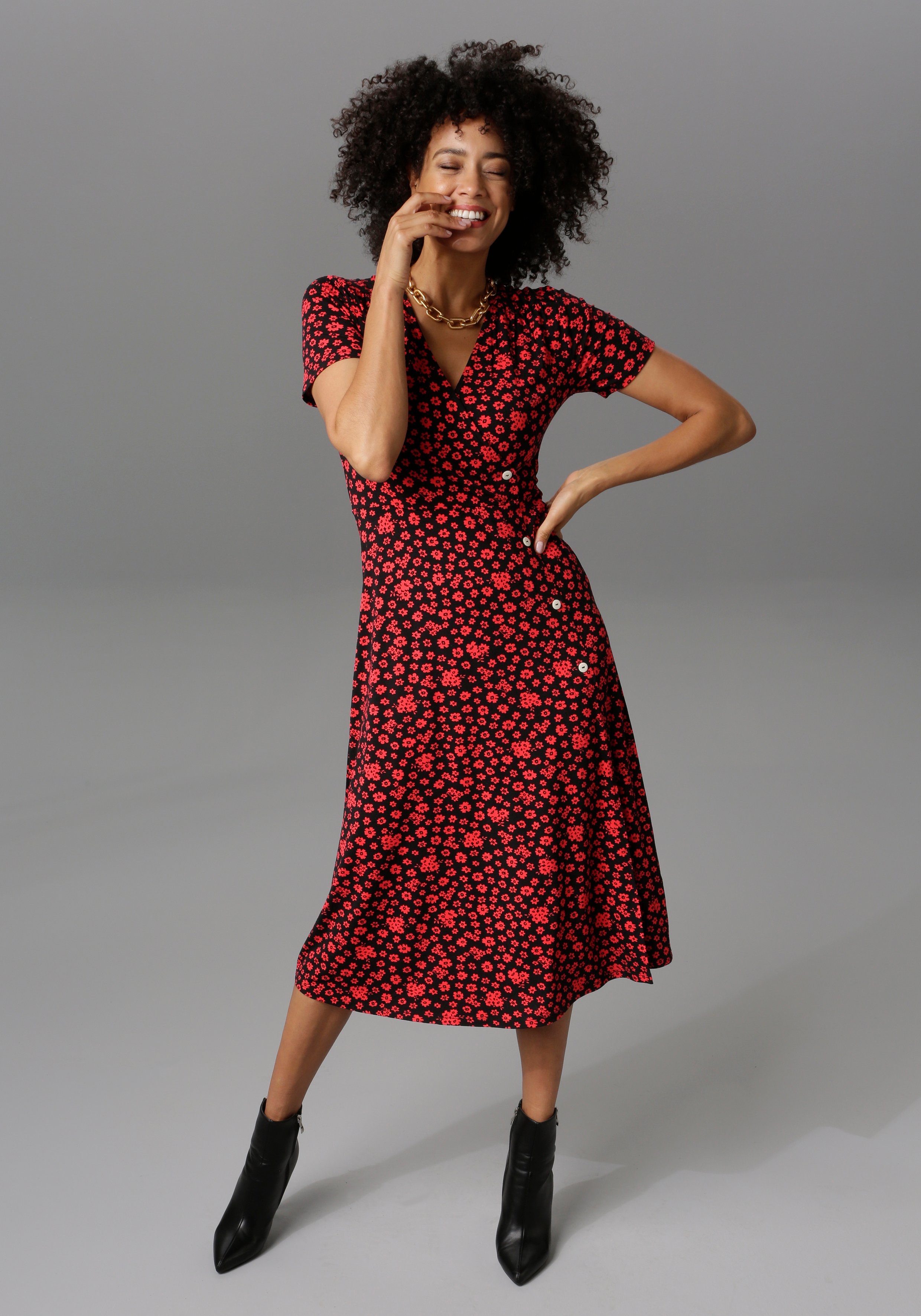 Aniston CASUAL Jerseykleid in Wickeloptik günstig online kaufen