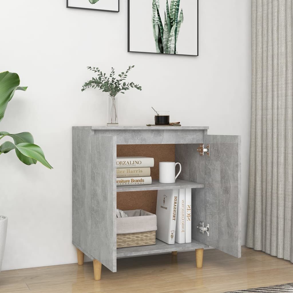 furnicato Sideboard Betongrau 60 x 35 x 70 cm mit Massivholz-Beinen (1 St)