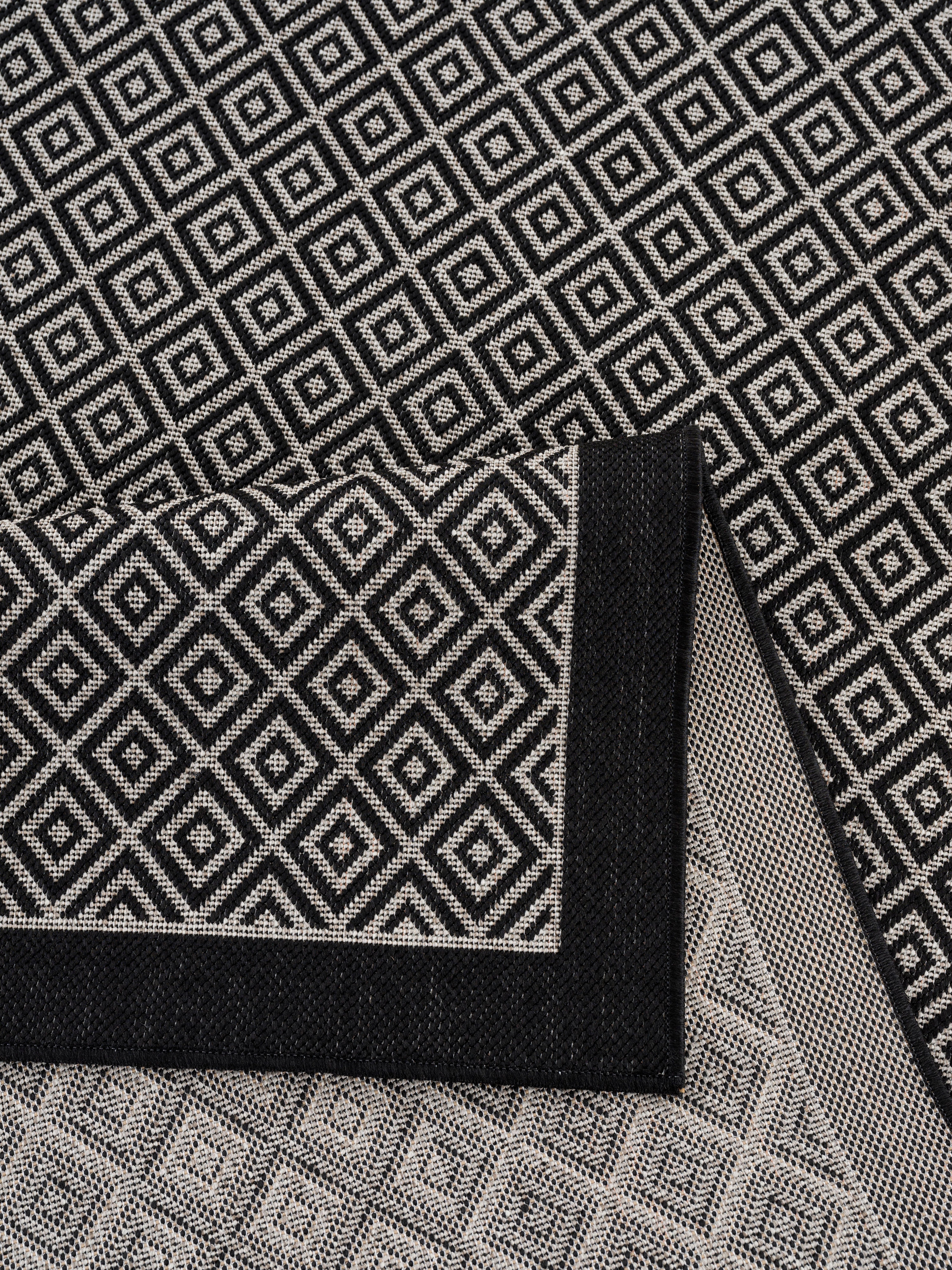 Teppich Bordüre,Rauten-Design, andas, & mit Outdoor mm, rechteckig, 8 grau Höhe: geeignet wetterfest UV-beständig, Aliza,