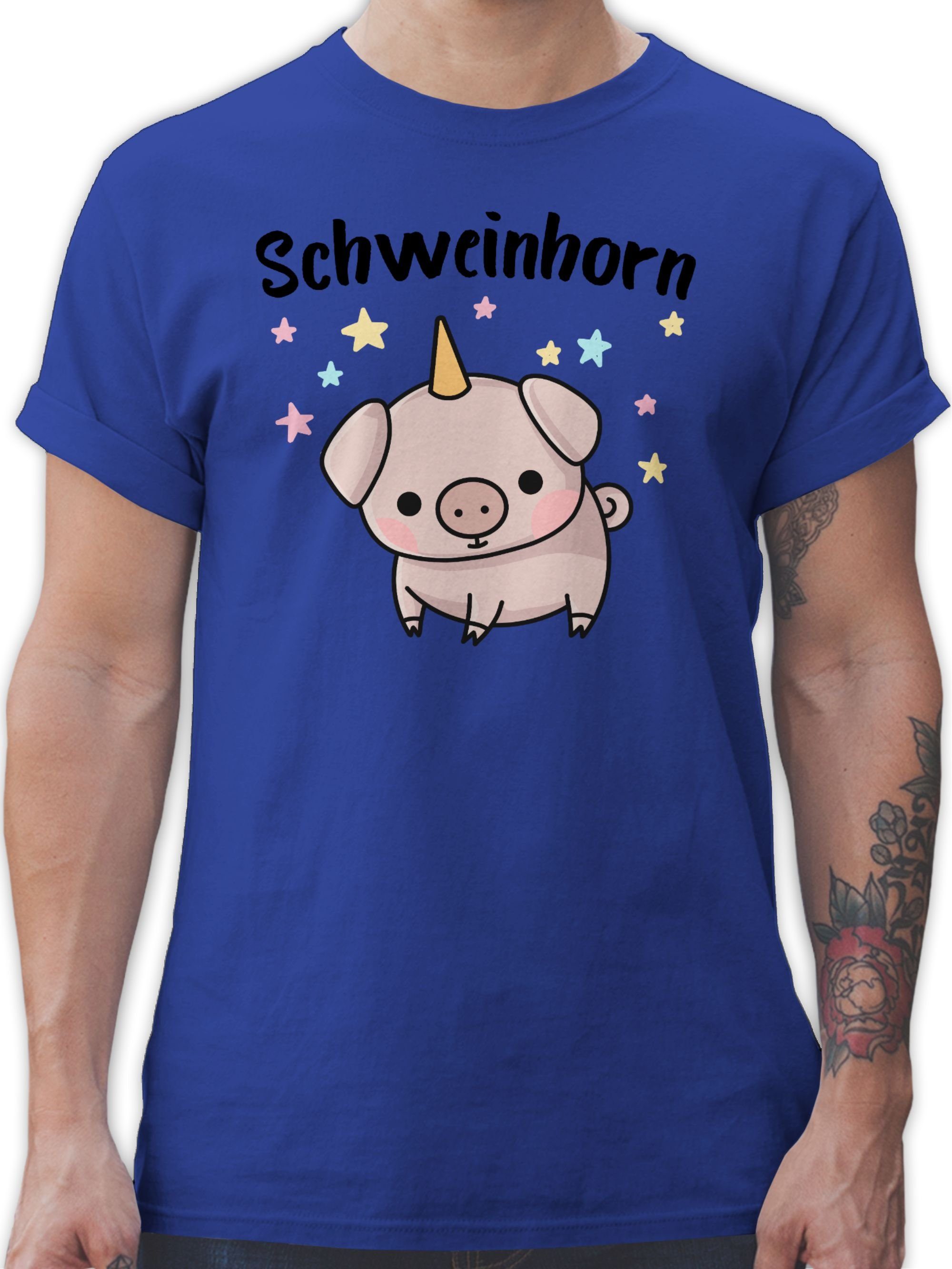 Shirtracer T-Shirt Schweinhorn Karneval Outfit 3 Royalblau