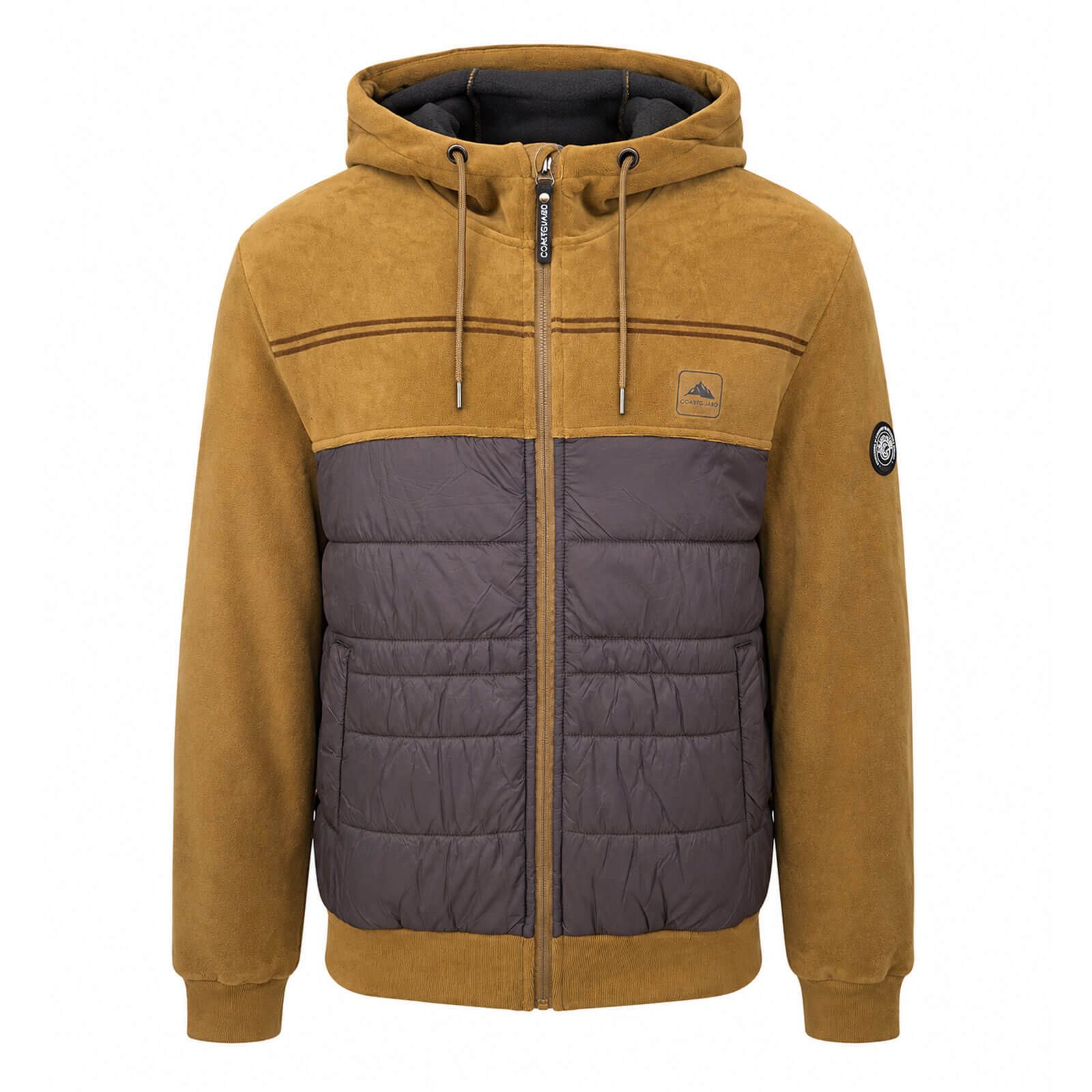 Coastguard Fleecejacke Herren Fleecejacke 62616 im Materialmix - Samtige Kapuzenjacke Fleece Kapuze mit zweifarbiger Kordel, Innenseite in Kontrastfarbe, Tasche – Bild 2 von 5