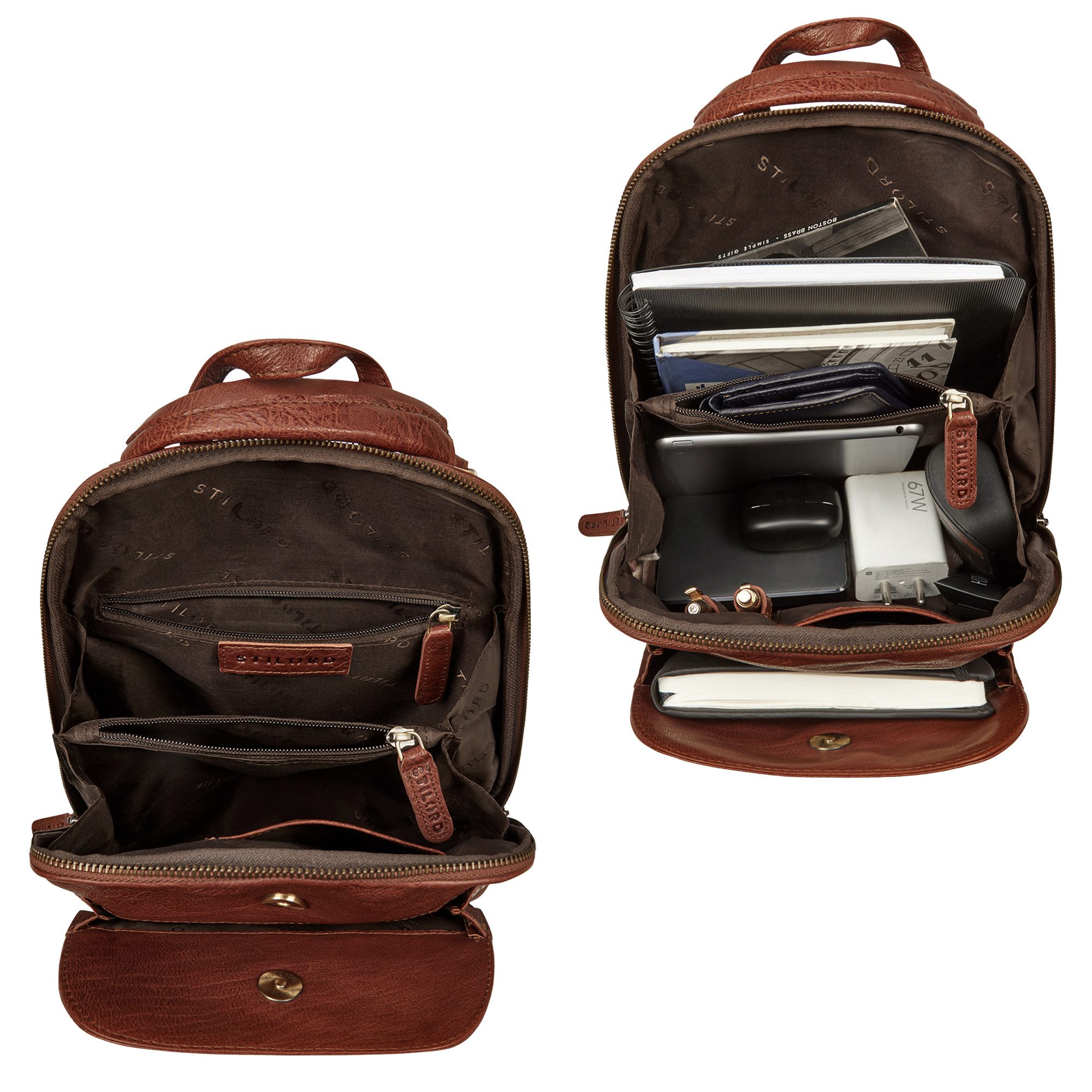 STILORD Cityrucksack "Ophelia" 2-in-1 Rucksack-Tasche Echt Leder Damen 10,9 Zoll