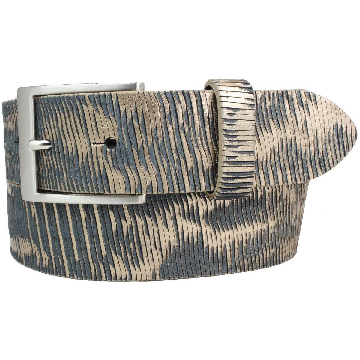 BELTINGER Ledergürtel Leder-Gürtel aus Vollrindleder Metall-Optik 4 cm - Herren-Gürtel Metal (1-St)