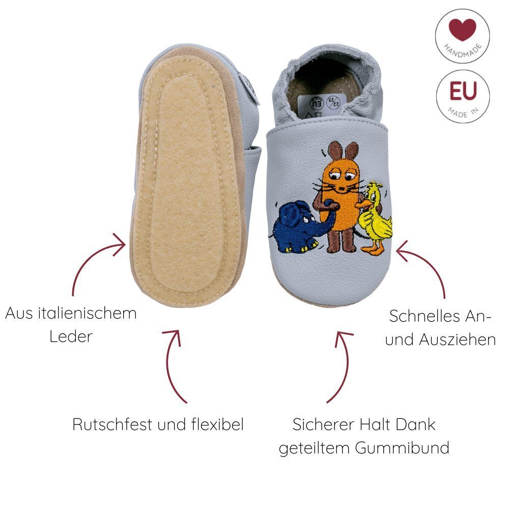 Kinderschuhe mit Lauflernschuh Schule Hausschuhe Maus HOBEA-Germany Elefant Kitaschuhe und "Der Maus"