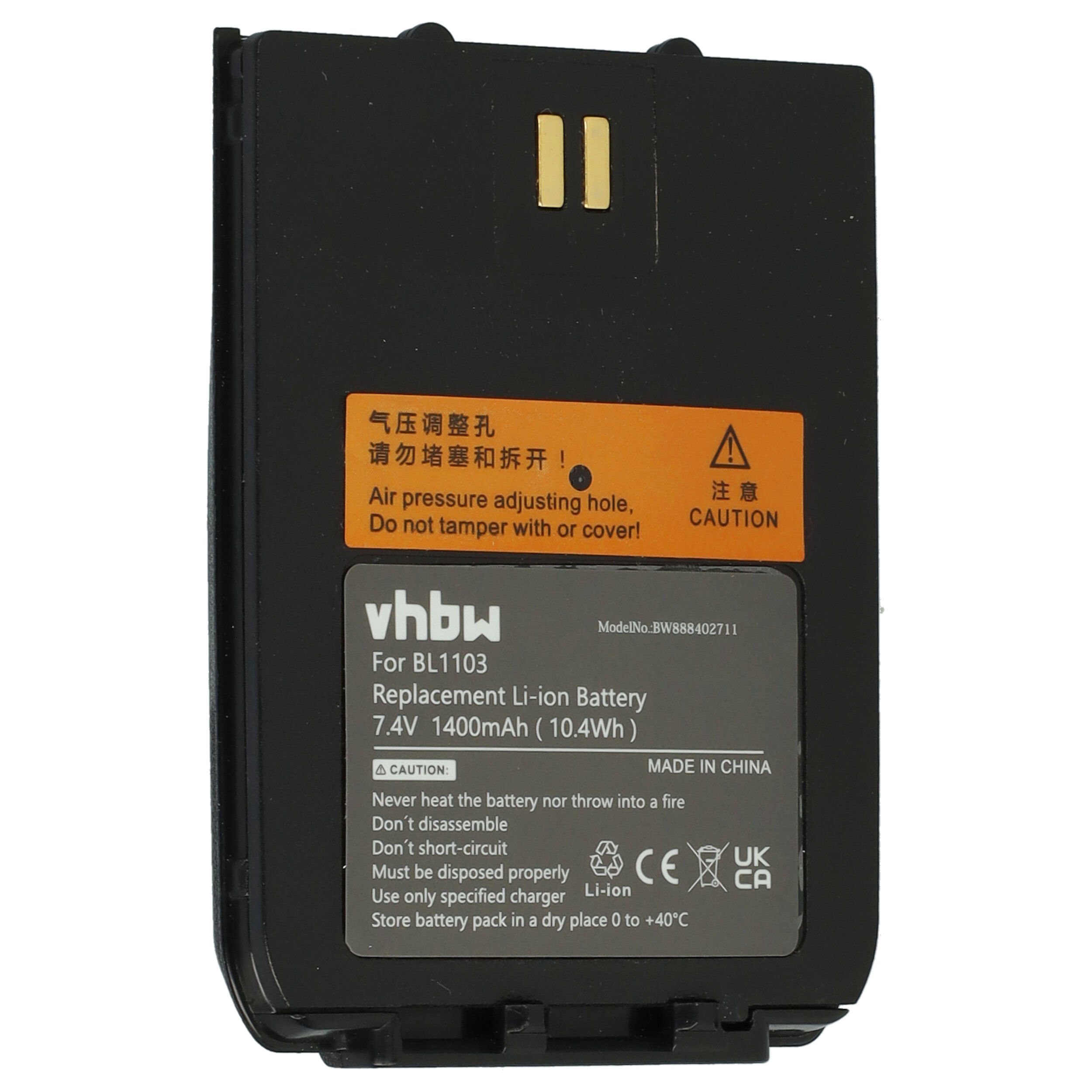 vhbw kompatibel mit Hytera X1p, X1e, Z1p Akku Li-Ion 1400 mAh (7,4 V)