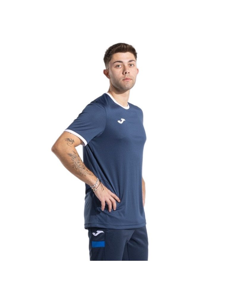 Joma T-Shirt Combi Premium (100% Polyester, atmungsaktiv) navyblau/weiss Herren