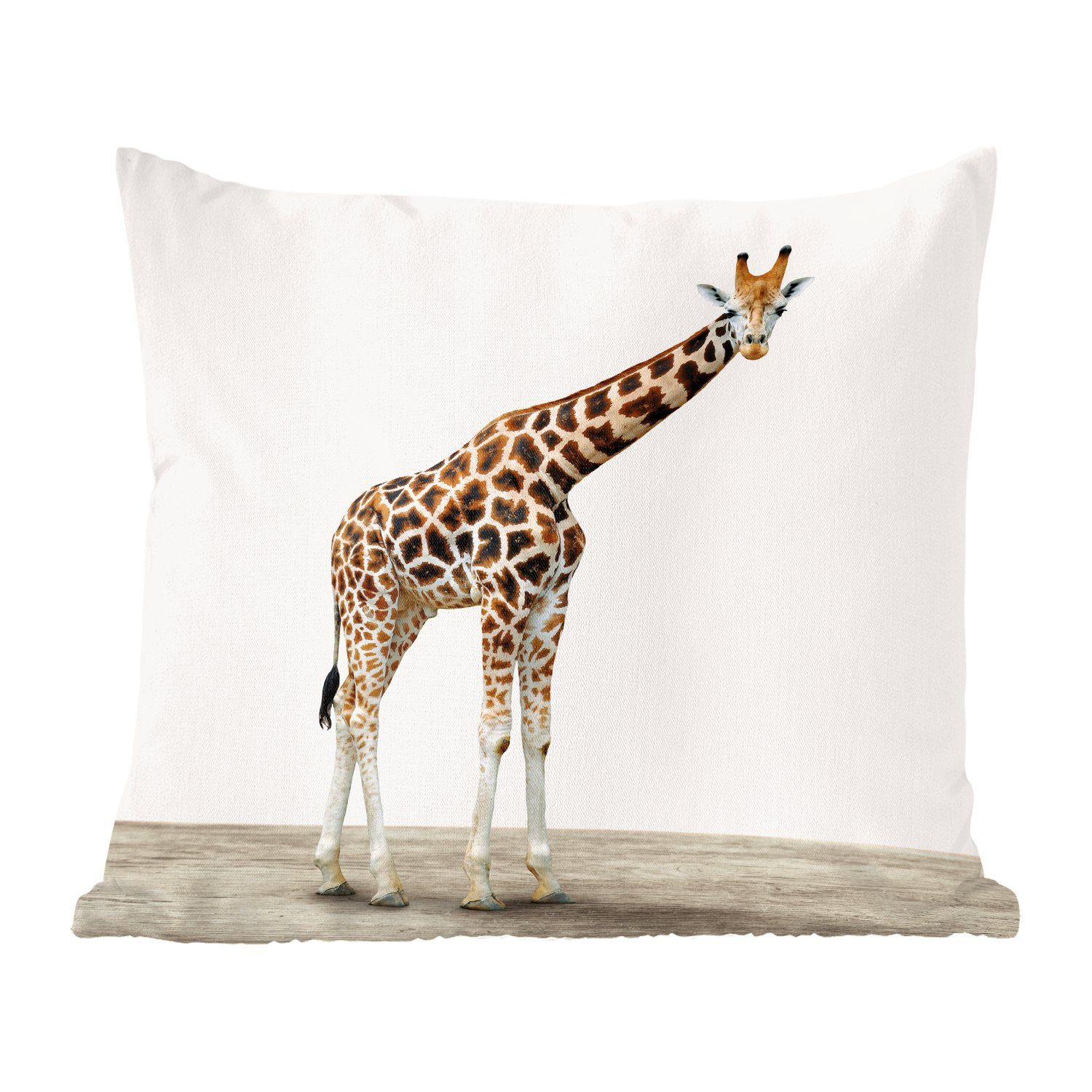 MuchoWow Dekokissen Tier - Giraffe - Weiß, Zierkissen mit Füllung für Wohzimmer, Schlafzimmer, Deko, Sofakissen