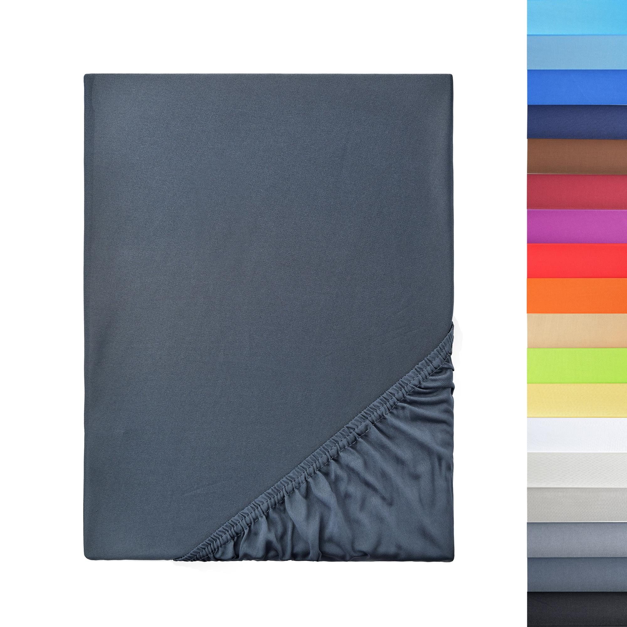 NatureMark Spannbettlaken Boxspringbett Mikrofaser Spannbetttuch 200x220cm, Polyester, Gummizug: rundum, grau