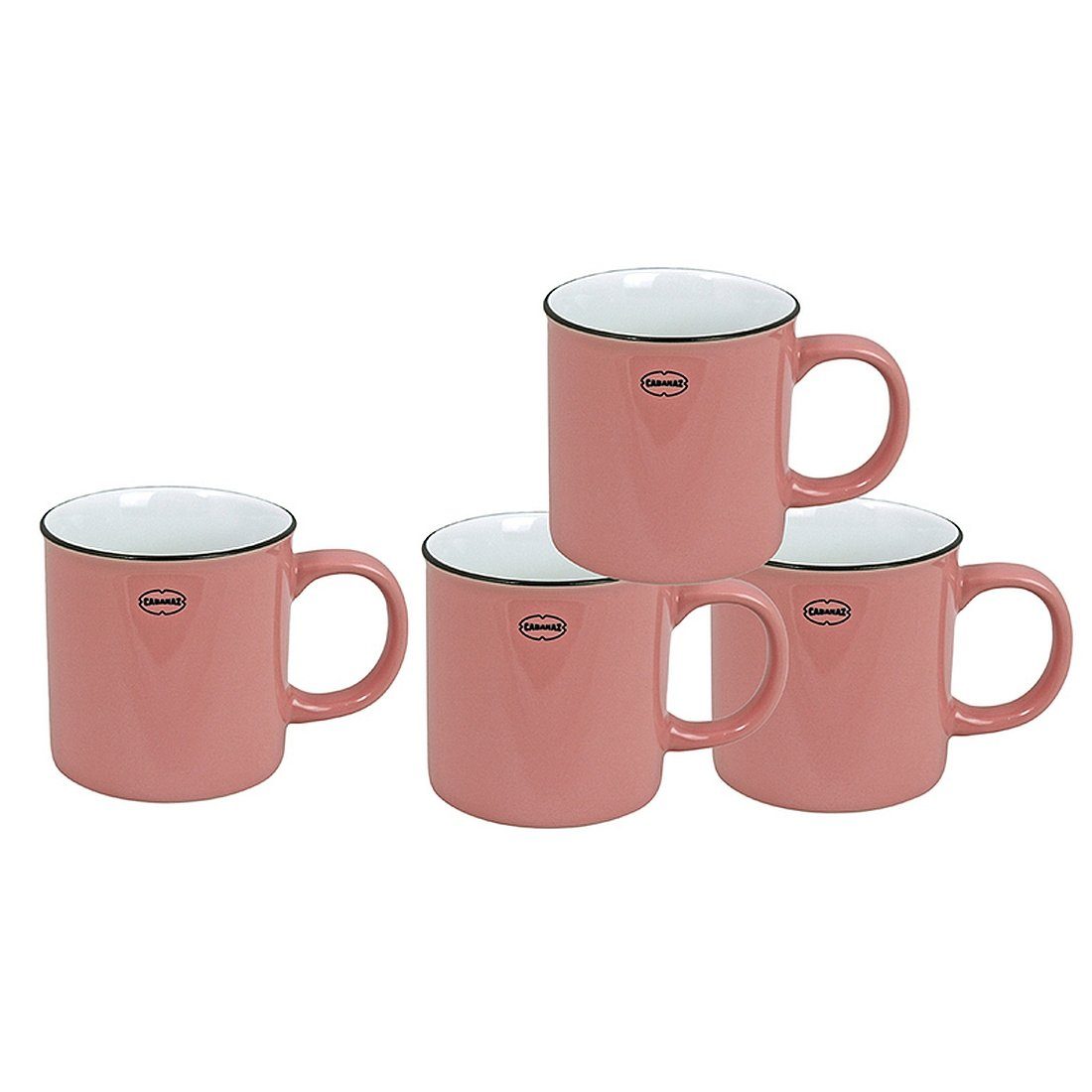 Capventure Tasse Tasse Kaffeetassen Teetassen 4'er-Set 250ml Keramik Emaille Retro, Material: Keramik