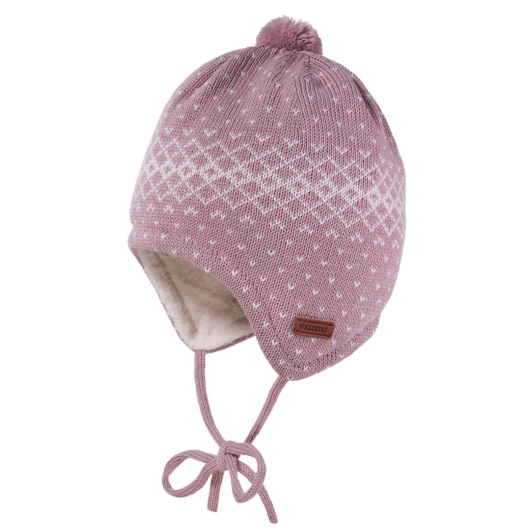 MAXIMO Strickmütze BABY-Mütze, Pünktchenjacquard ausgenäht, Teddyfutter (1-St)