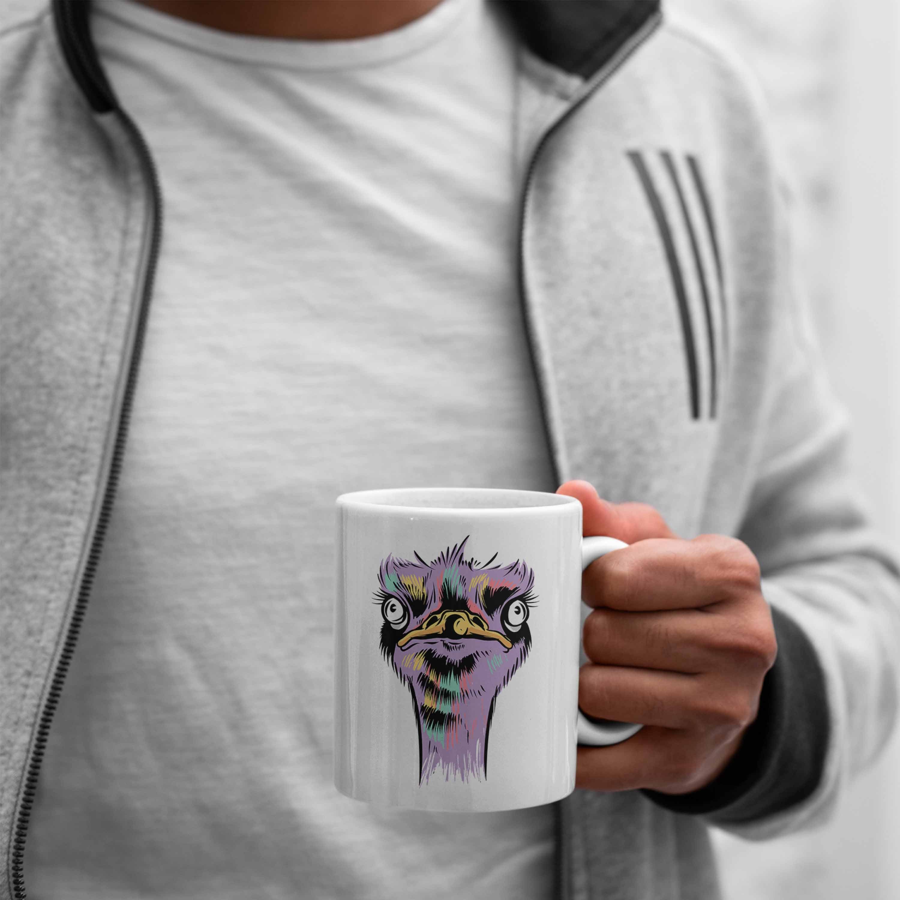 Trendation Tasse Lustige Tasse Geschenk für Strauß Weiss Vogel Safari-Liebhaber