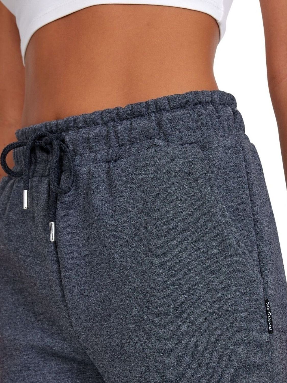 Dunkelgrau Jogginghose Trainingshosen, mit Freizeithosen, Passform Sweatpants -Baumwolle Damen (1-tlg) Regular Sporthose, COMEOR