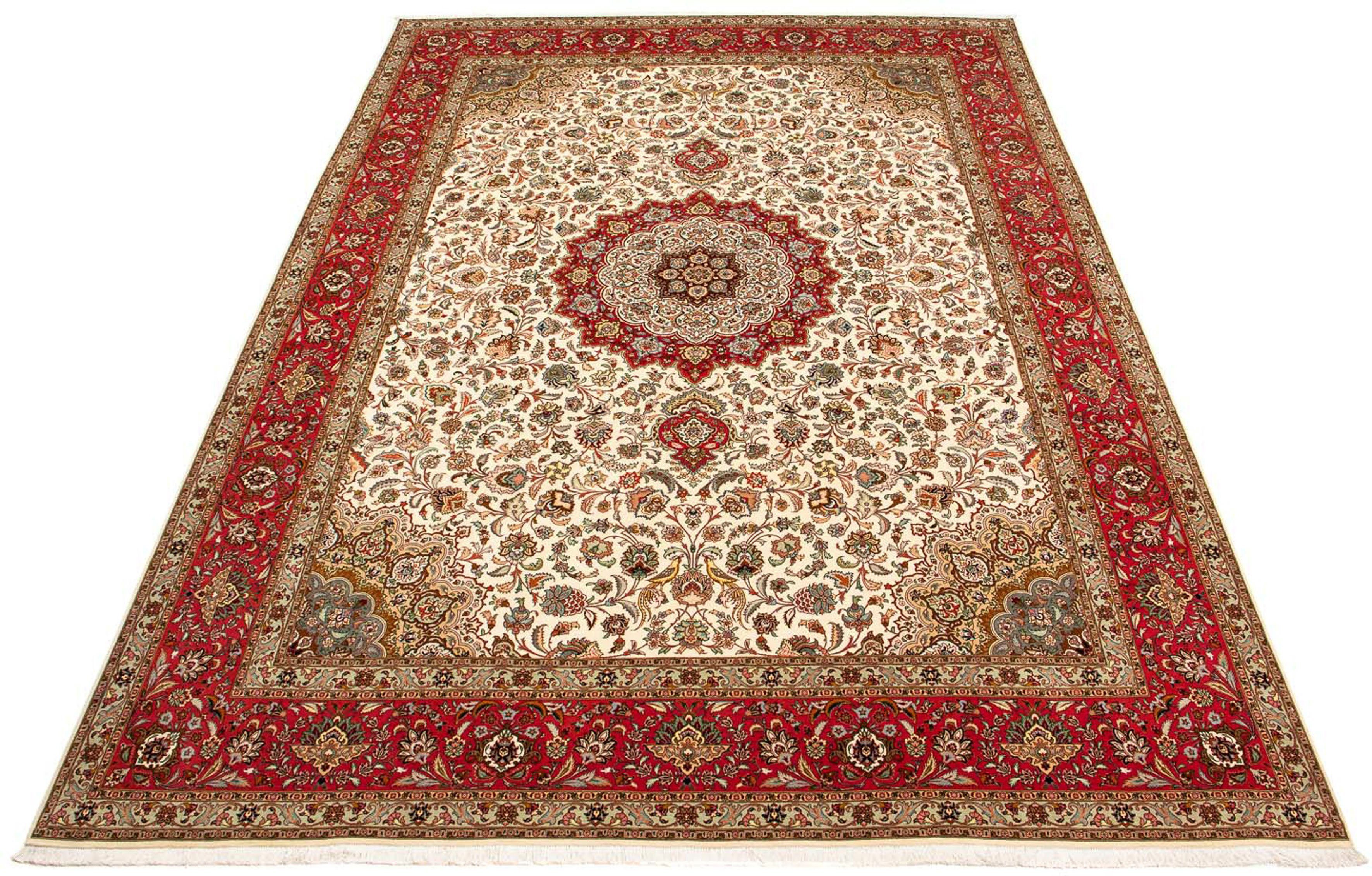 Orientteppich Perser - Täbriz - Royal - 406 x 300 cm - rot, morgenland, rechteckig, Höhe: 7 mm, Wohnzimmer, Handgeknüpft, Einzelstück mit Zertifikat