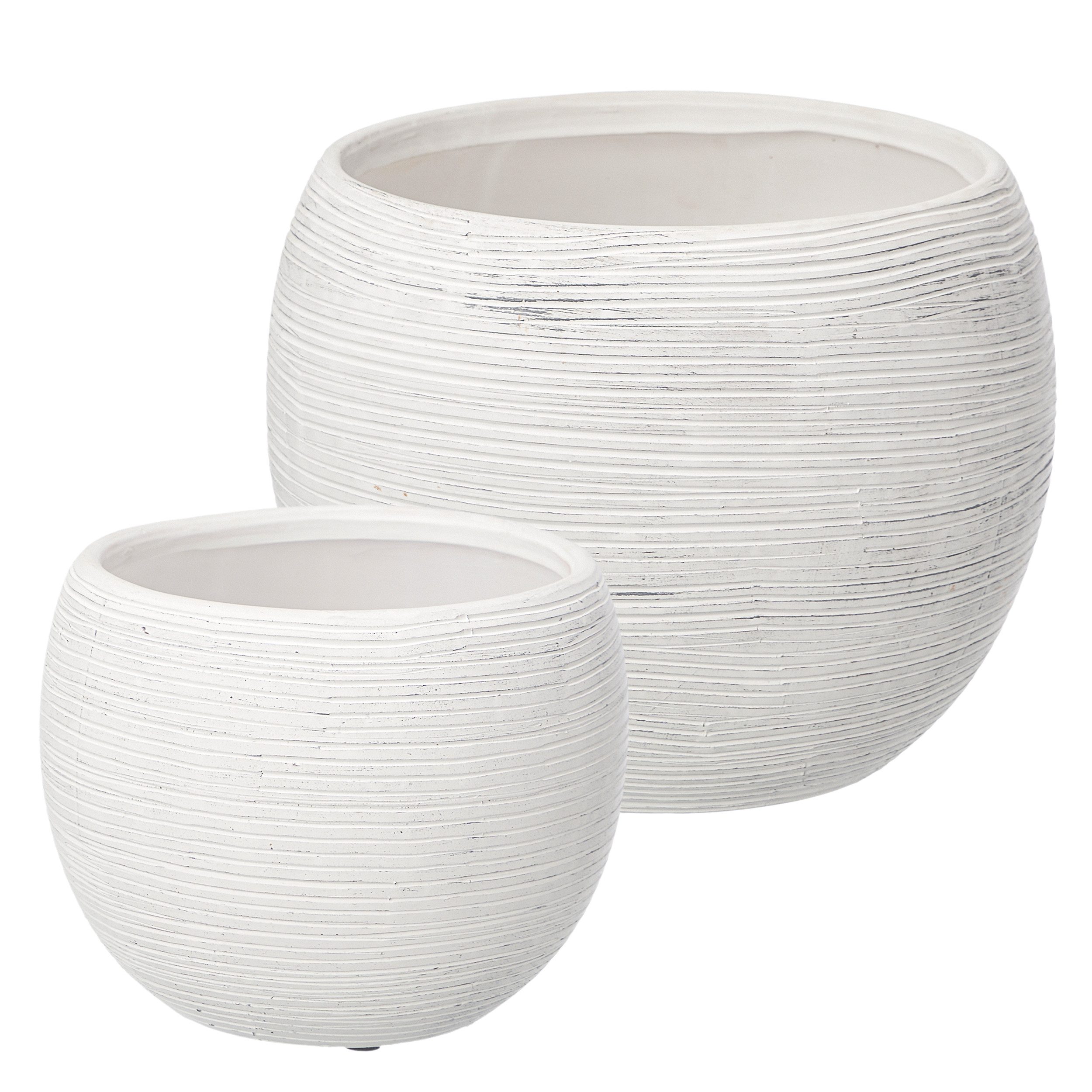 Annastore 2er Set Blumenübertopf Keramik Pflanzgefäß für Zimmerpflanzen, Übertopf, Ø 19 cm / 25 cm, Blumentopf, Keramiktopf