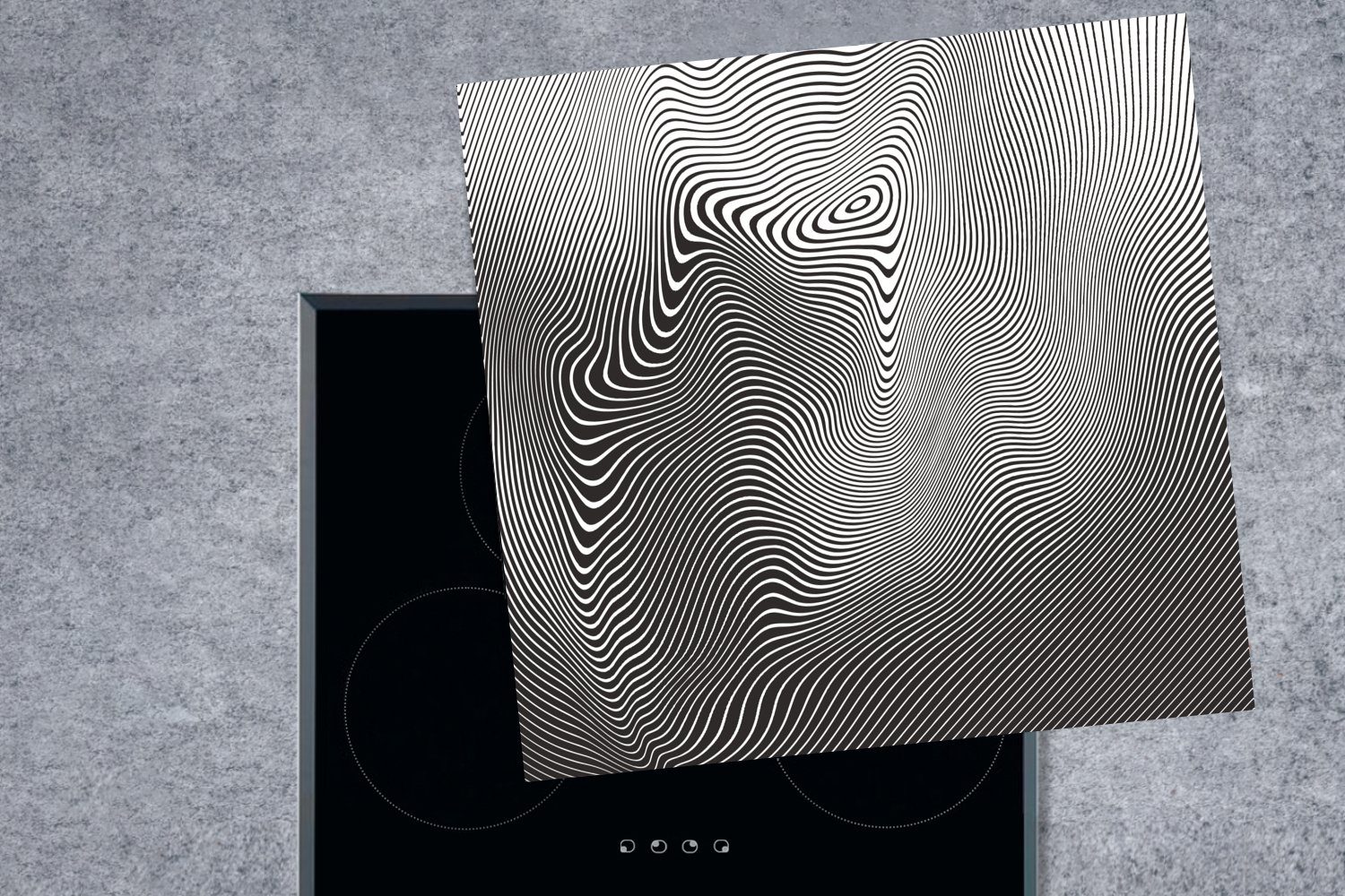 MuchoWow Herdblende-/Abdeckplatte für Optische Täuschung Arbeitsplatte küche Kreise, abstrakte Vinyl, tlg), (1 cm, Ceranfeldabdeckung, 78x78