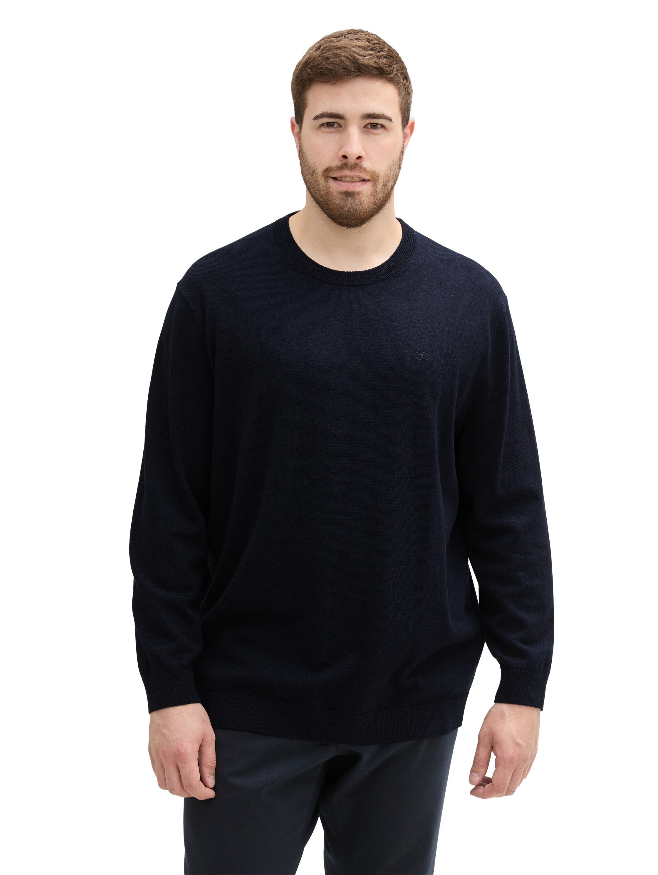 TOM TAILOR PLUS Strickpullover mit Logo-Stickerei / Große Größen