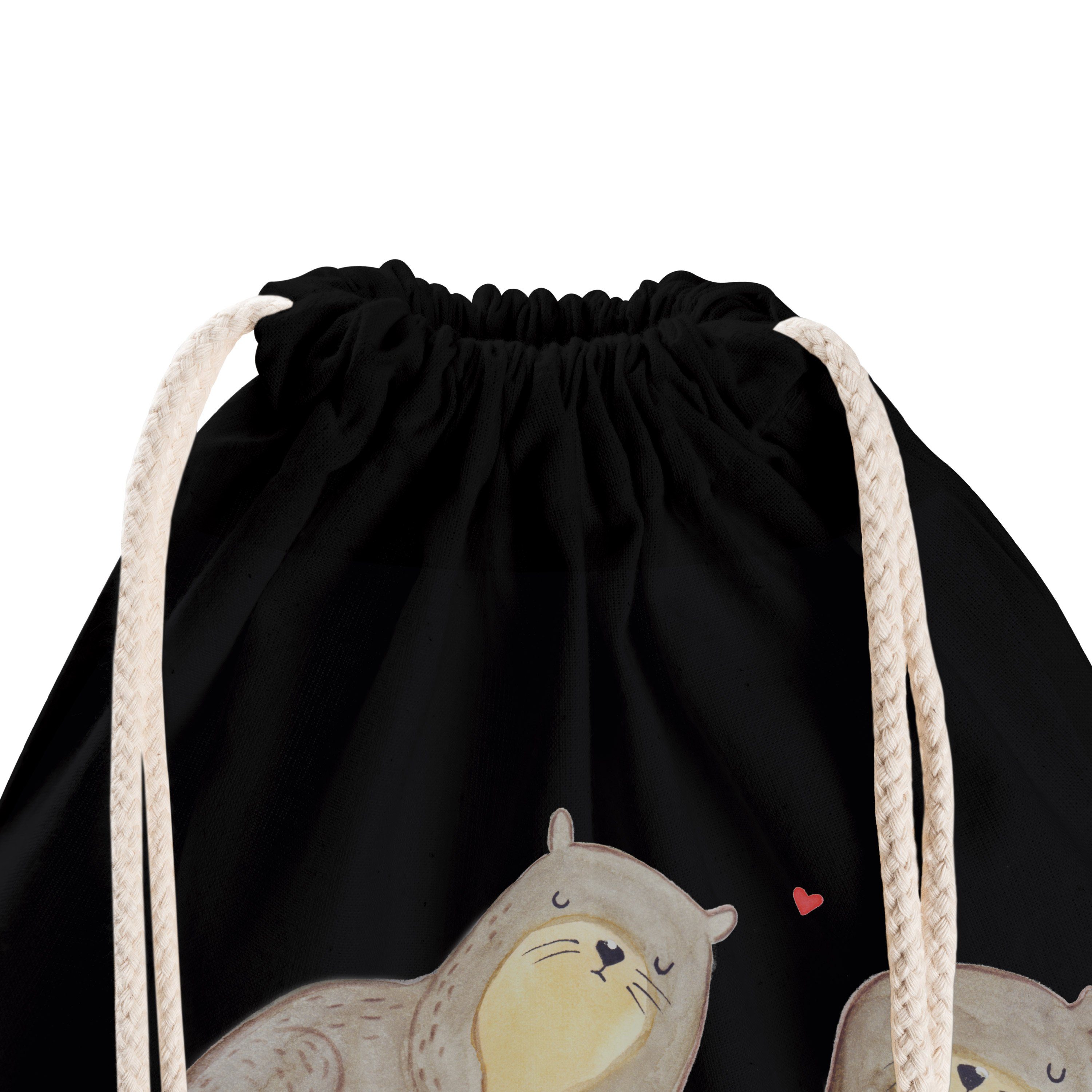 Damen Gepäck|Taschen & Rucksäcke Mr. & Mrs. Panda Sporttasche Otter händchenhaltend - Schwarz - Fischotter, Sporttasche, Beutel,