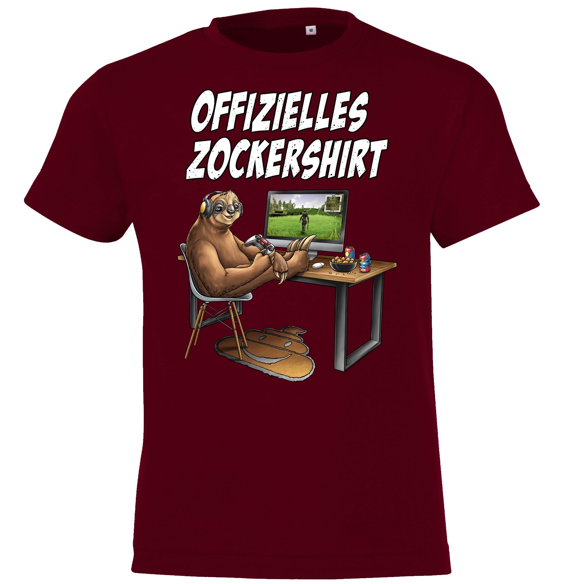 Youth Designz T-Shirt Offizielles Zockershirt Jungen und Mädchen mit Gaming für Burgund Motiv lustigem