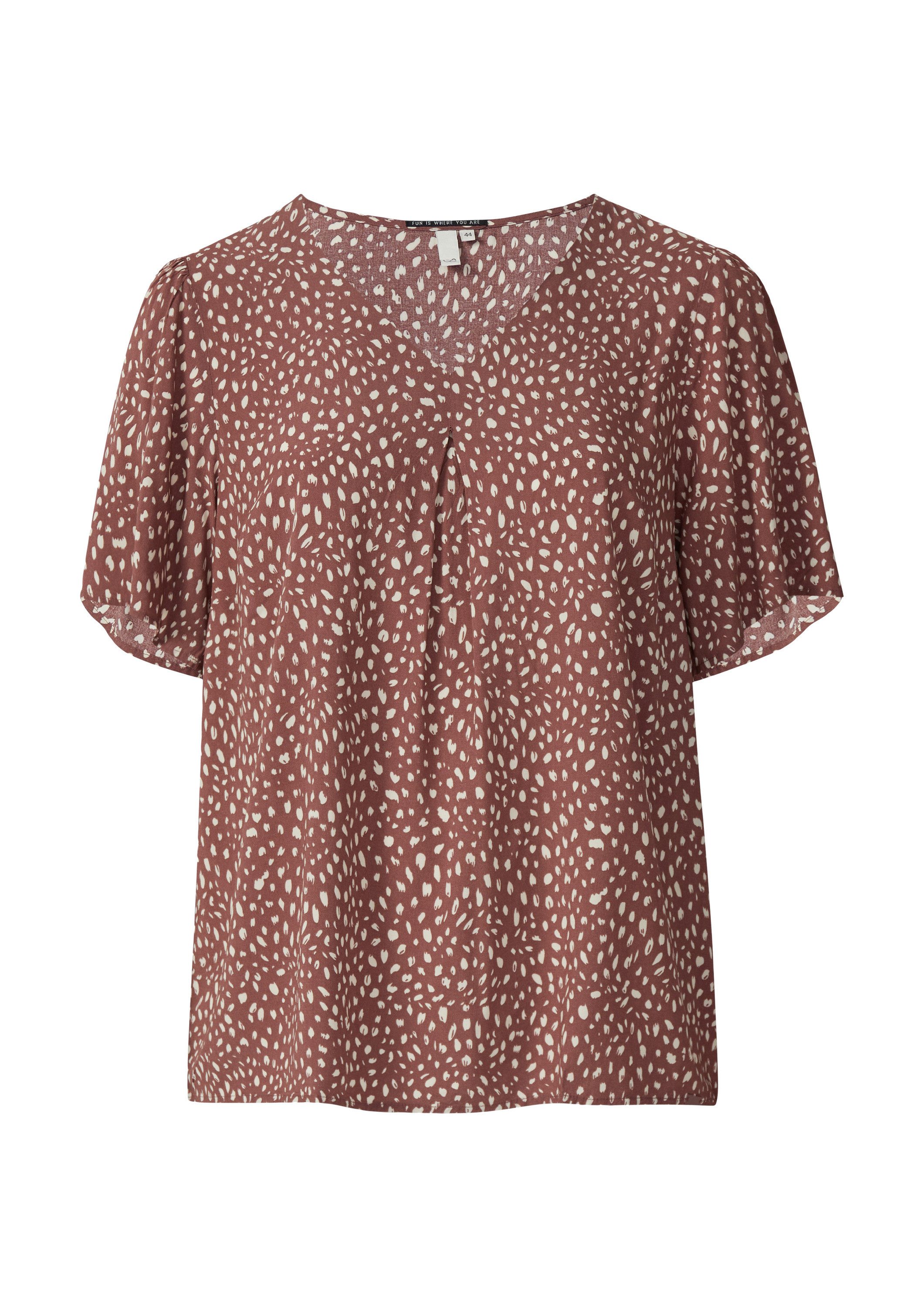 QS Kurzarmbluse Bluse Viskose Bluse mit All-over-Print günstig online kaufen