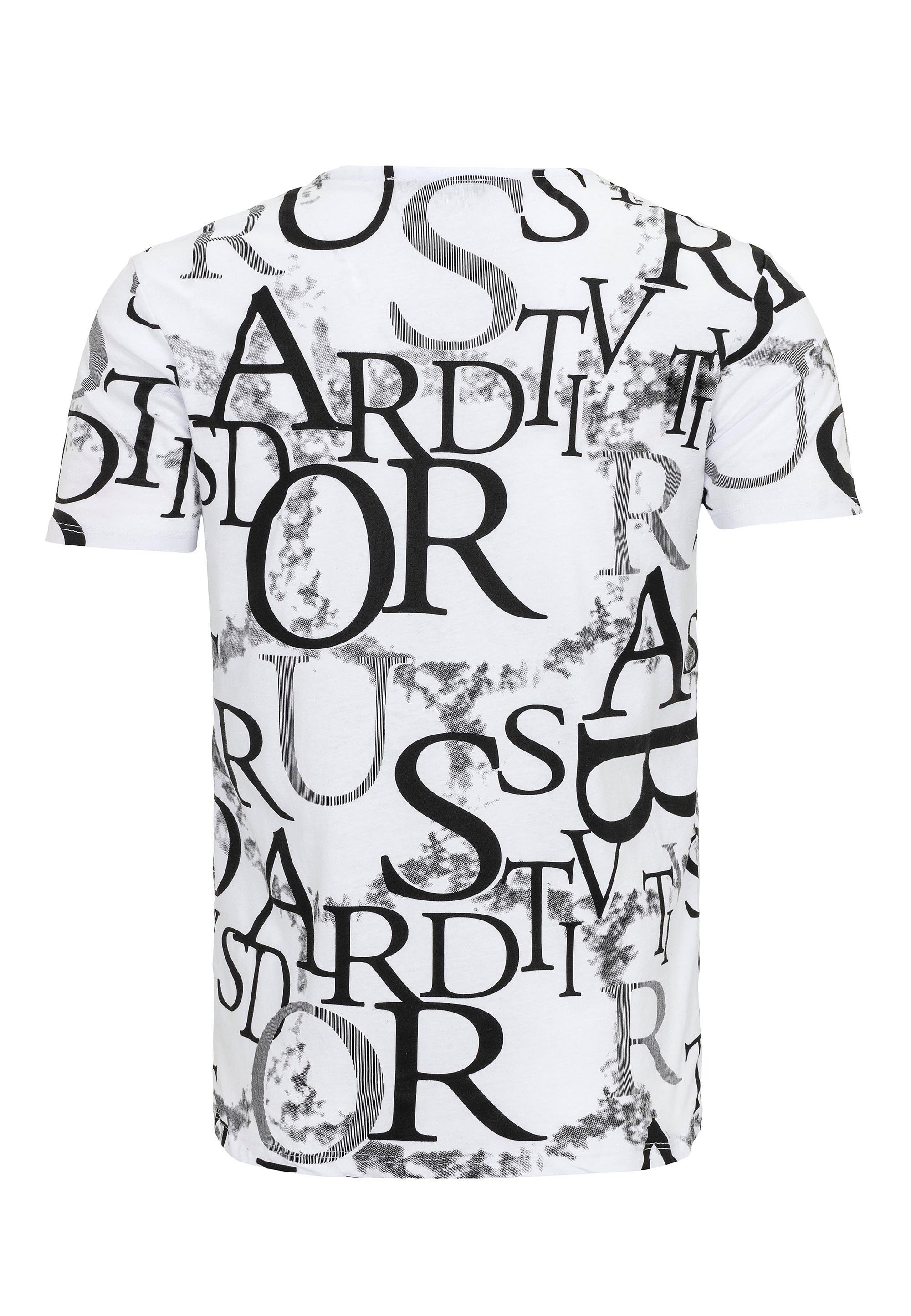 T-Shirt RedBridge weiß-schwarz mit ausgefallenem Allover-Print Heights Sterling