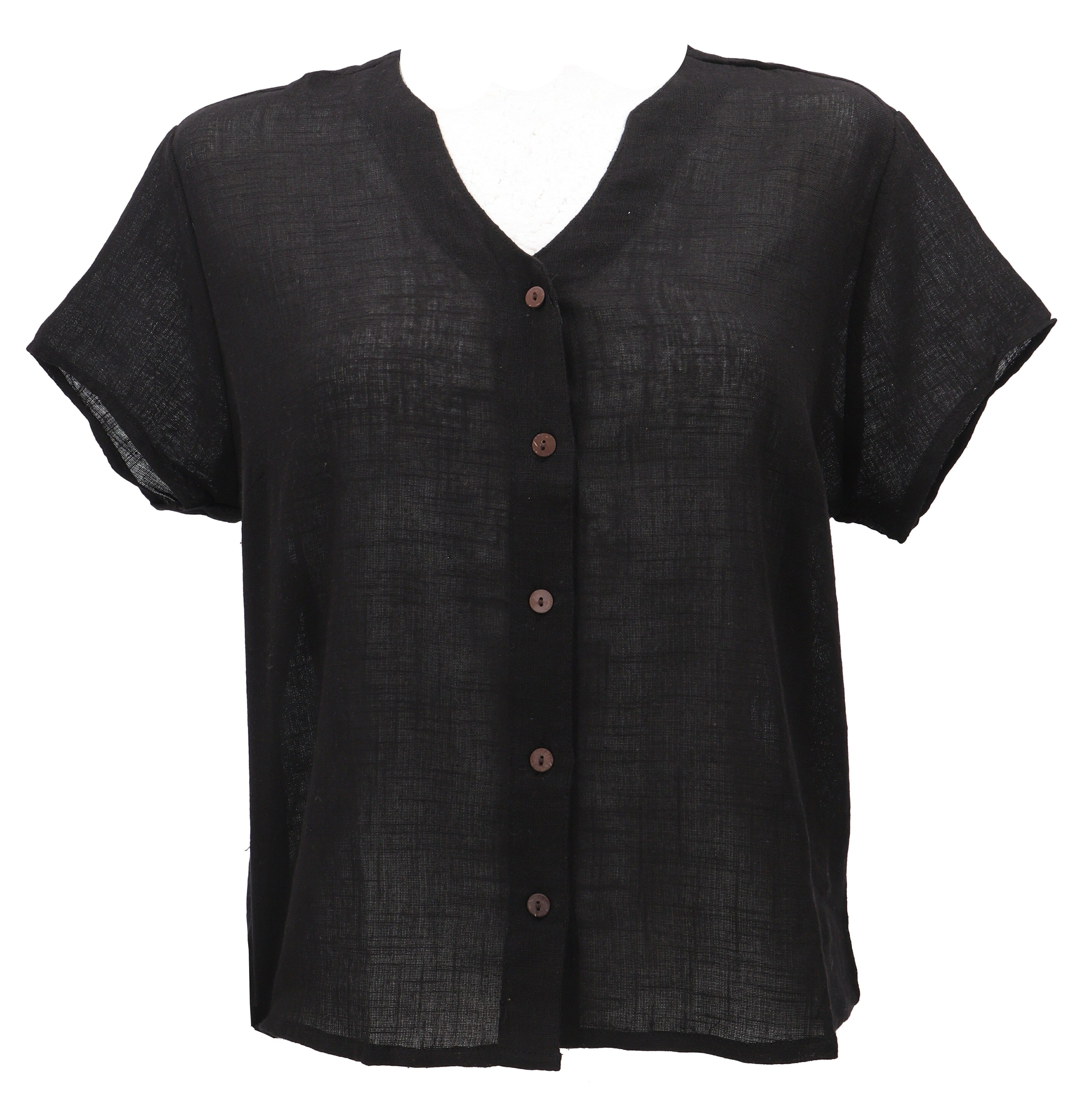Guru-Shop Longbluse Luftiges Basic Blusentop, Kurzarm Baumwollbluse.. alter günstig online kaufen