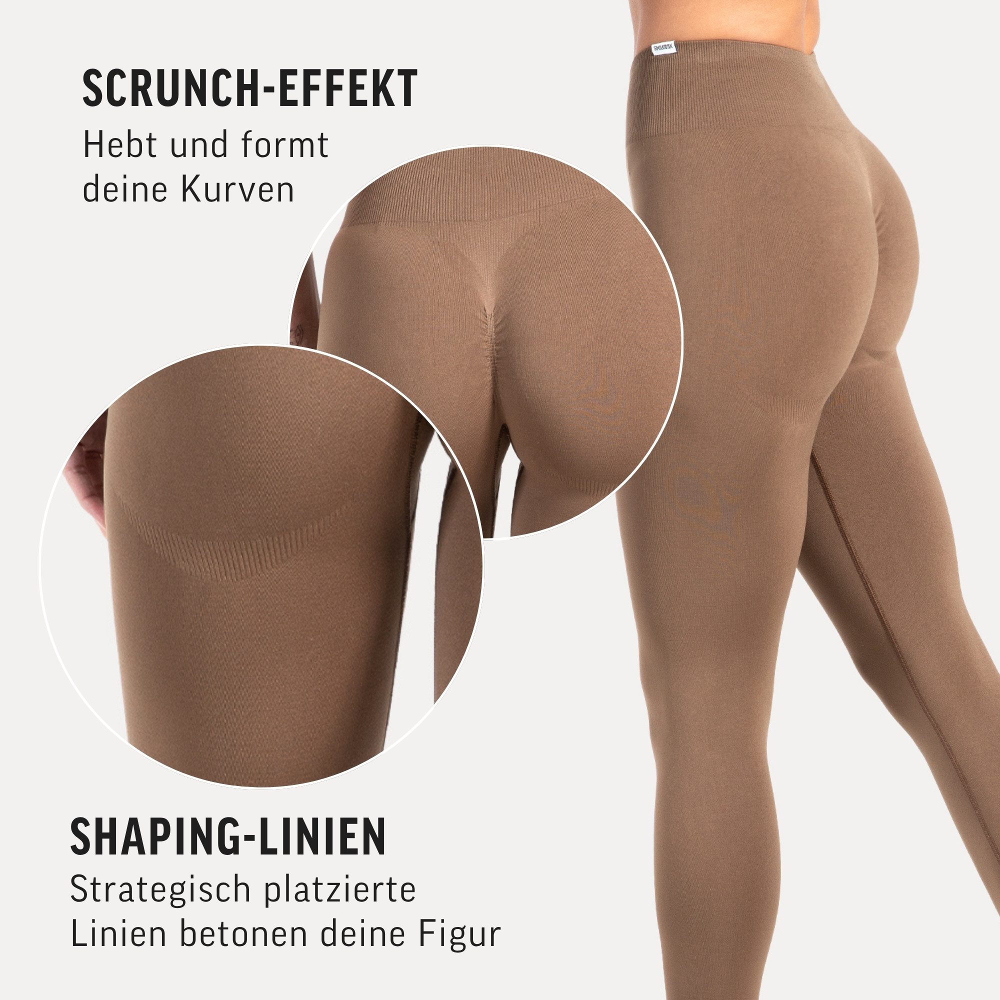 Smilodox Leggings Slayton Scrunch, Seamless Push-Up Sporthose High Waist V-Shape Bund Invisible Scrunch Blickdicht Yogahose, Fitness Gym Yoga Alltag – Bild 5 von 5