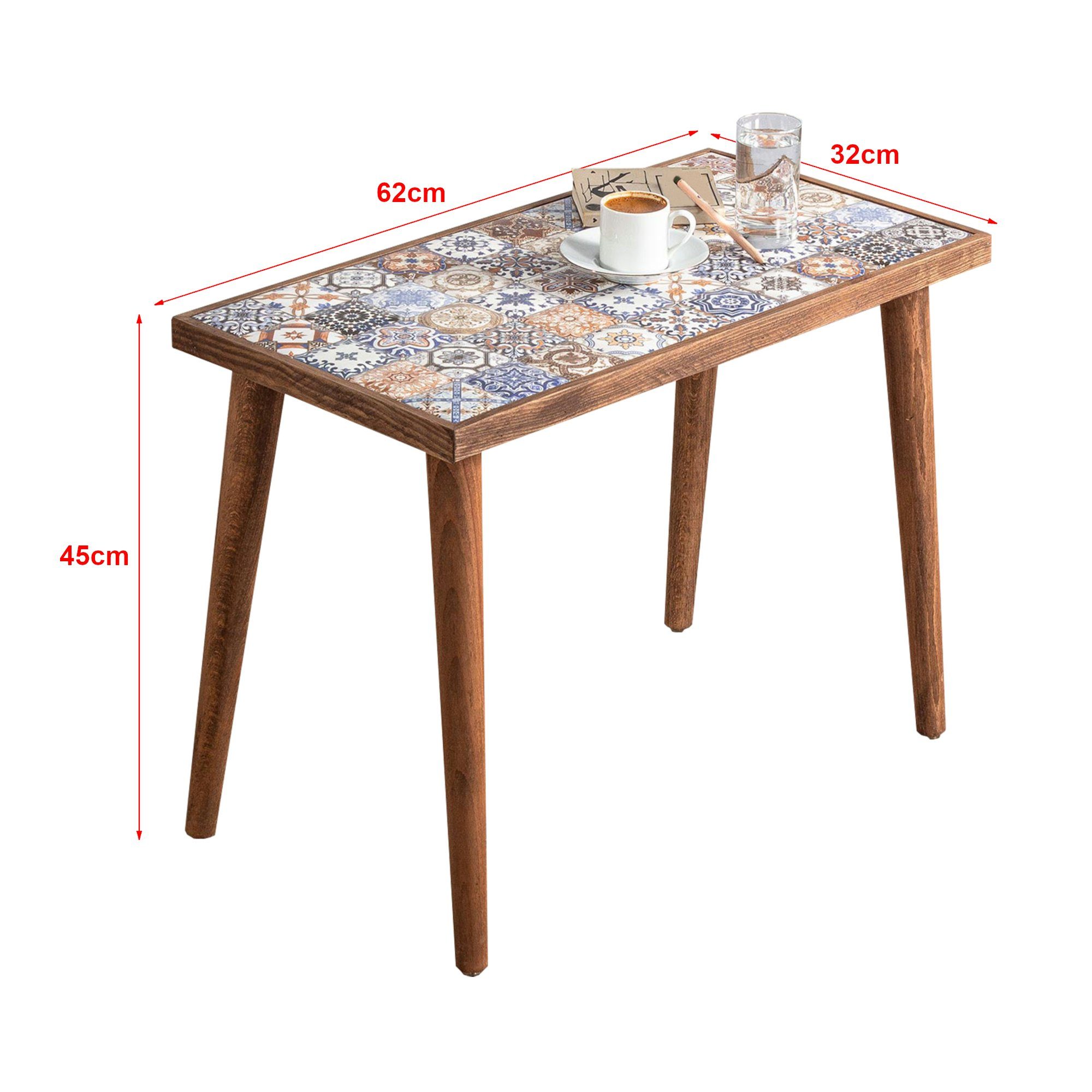 Tischplatte Couchtisch, Keramik Couchtisch »Gotland« cm Walnuss-Optik 45x32x32 en.casa