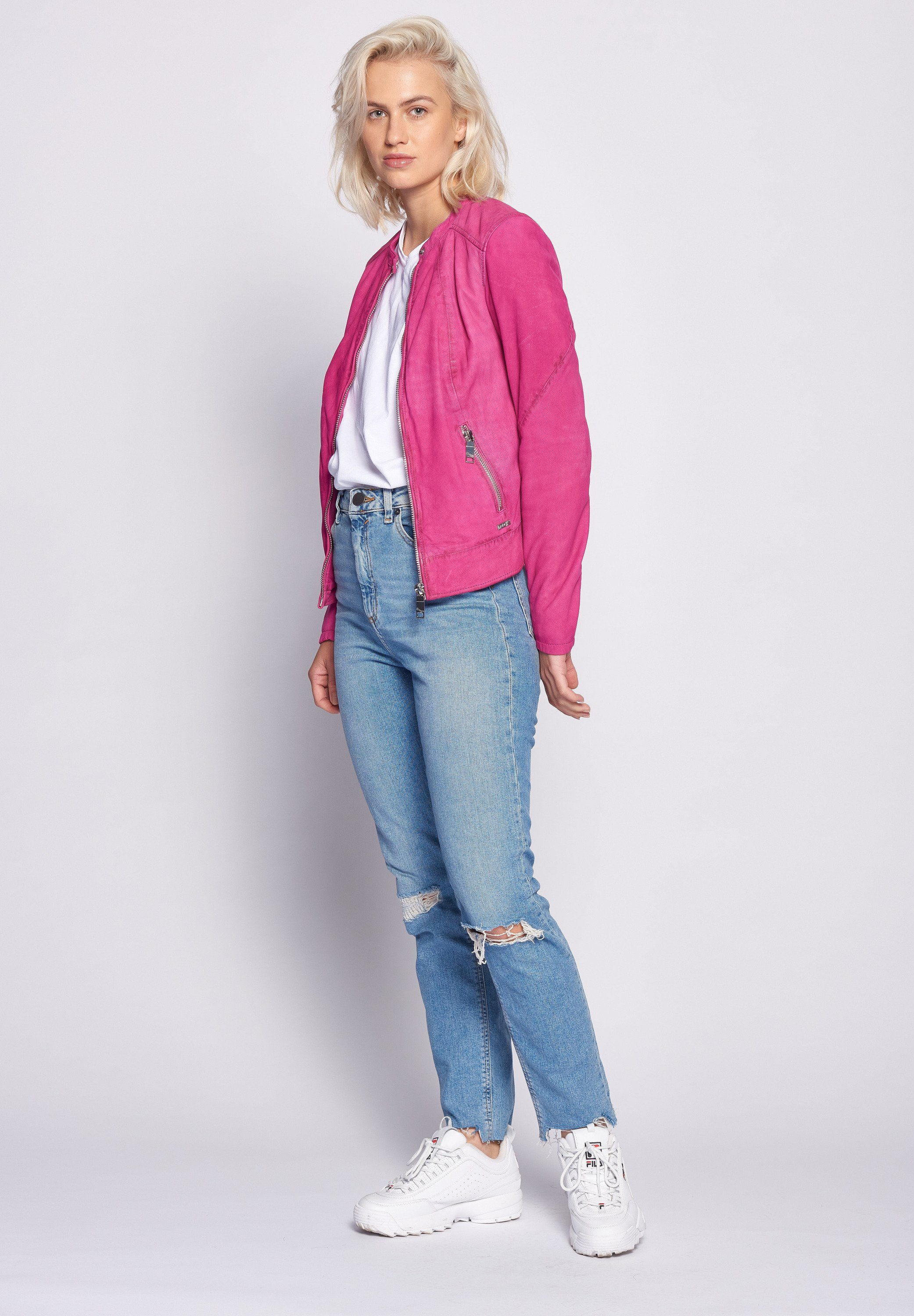 Maze Lederjacke Avoca pink