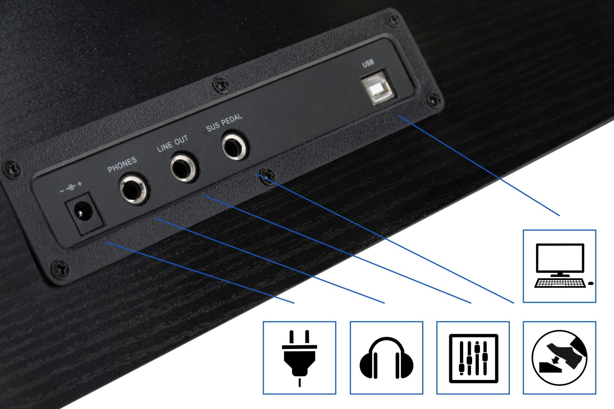 FunKey Digitalpiano DP-61 III 61 Tasten Keyboard im Digitalpiano-Design (inkl. Keyboardbank & Kopfhörer, 3-St., Spar-Set), 300 verschiedene Sounds und Rhythmen - Begleitautomatik