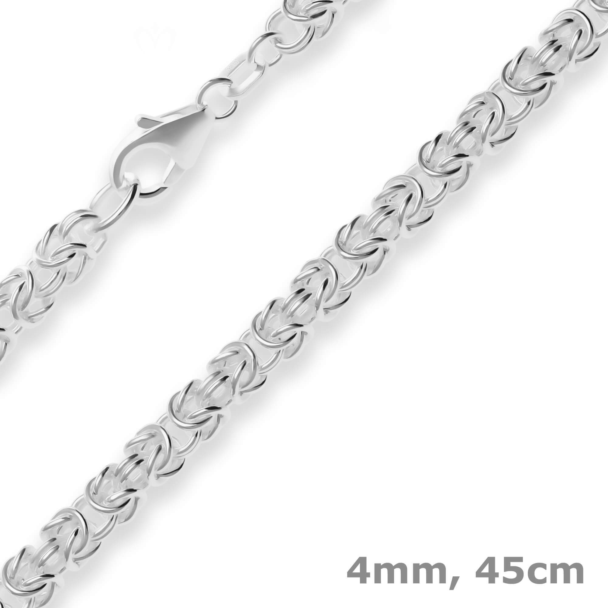 Schmuck Krone Königskette 4mm Königskette aus 925 Silber 45cm, Silber 925