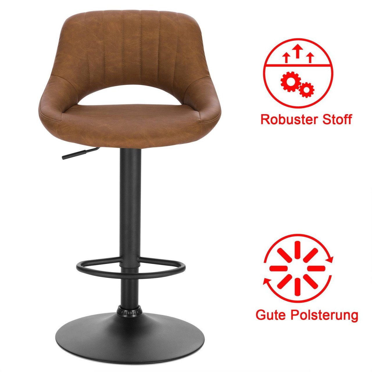 EUGAD Barhocker (4 St), aus Kunstleder und Stahl stufenlos höhenverstellbar