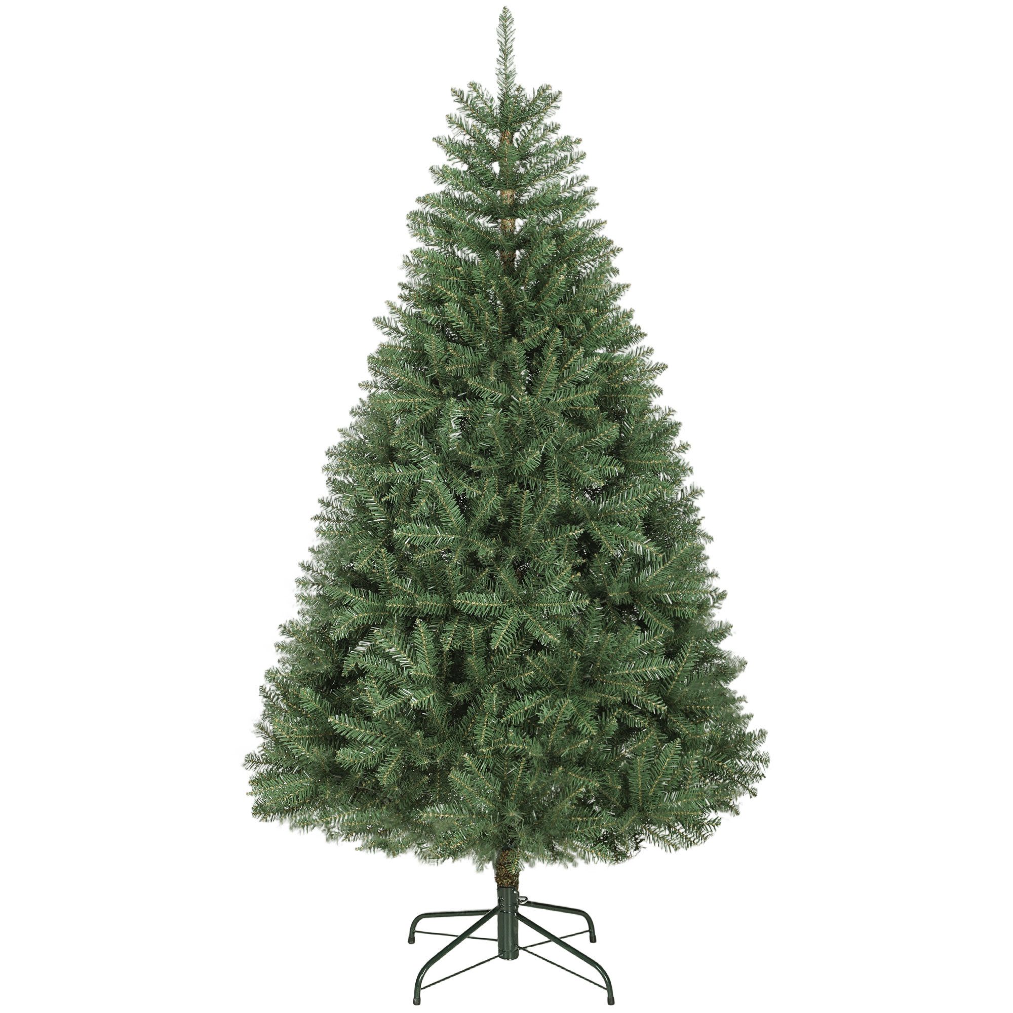 HOMCOM Künstlicher Weihnachtsbaum Christbaum mit Metallständer, Grün, Tannenbaum, Metallständer, vielseitig, Grün