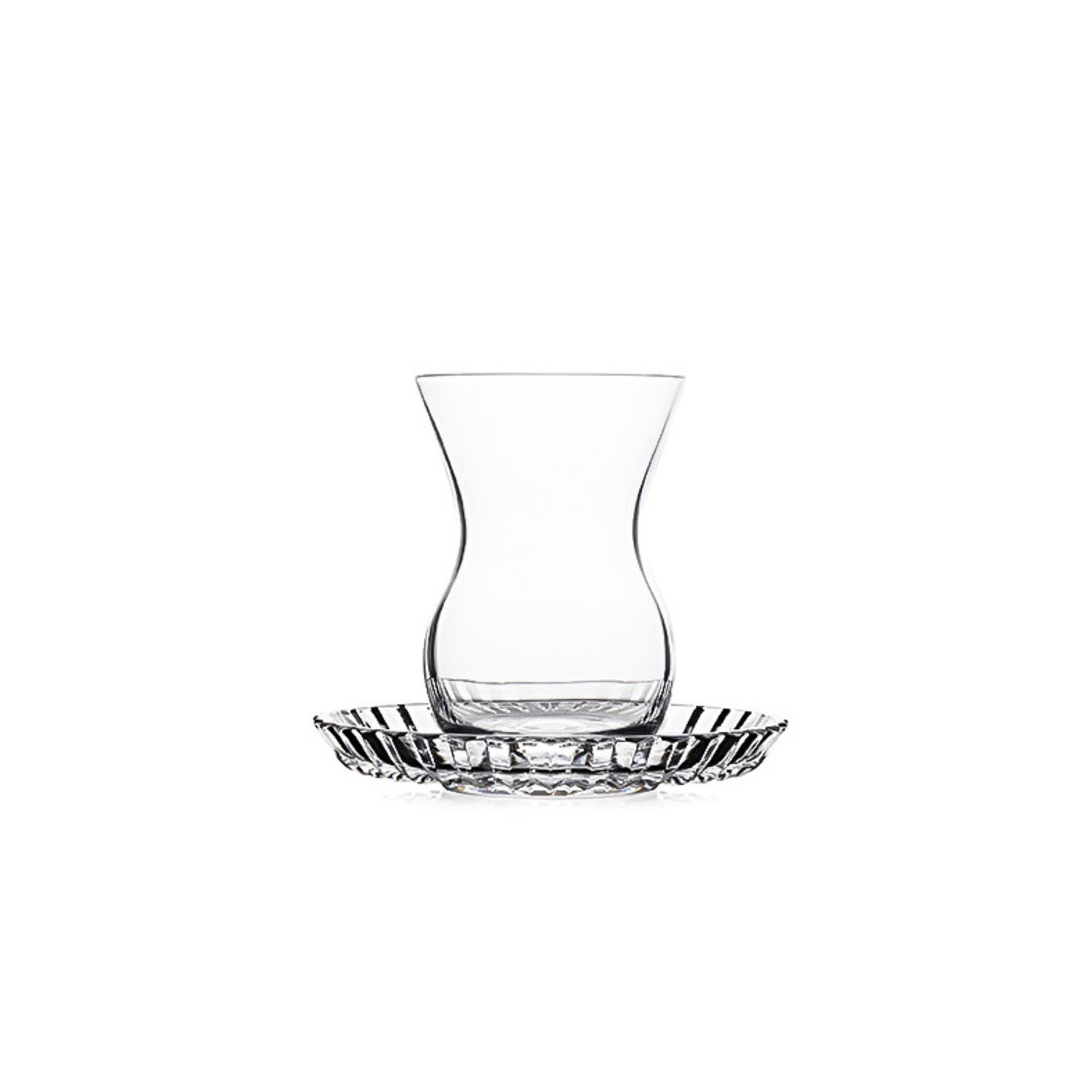 Teeglas Set mit Riffle Unterteller 12-teilig 145 ml Transparent aus Glas