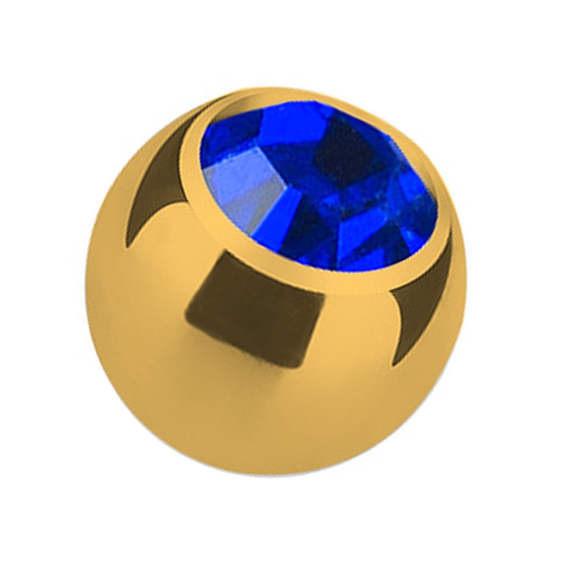 Taffstyle Piercing-Set Piercing Ersatz Schraubkugel Gold mit Kristall, Kugel Verschluss Verschlusskugel Ersatzteile Edelstahl Gold mit Strass Blau